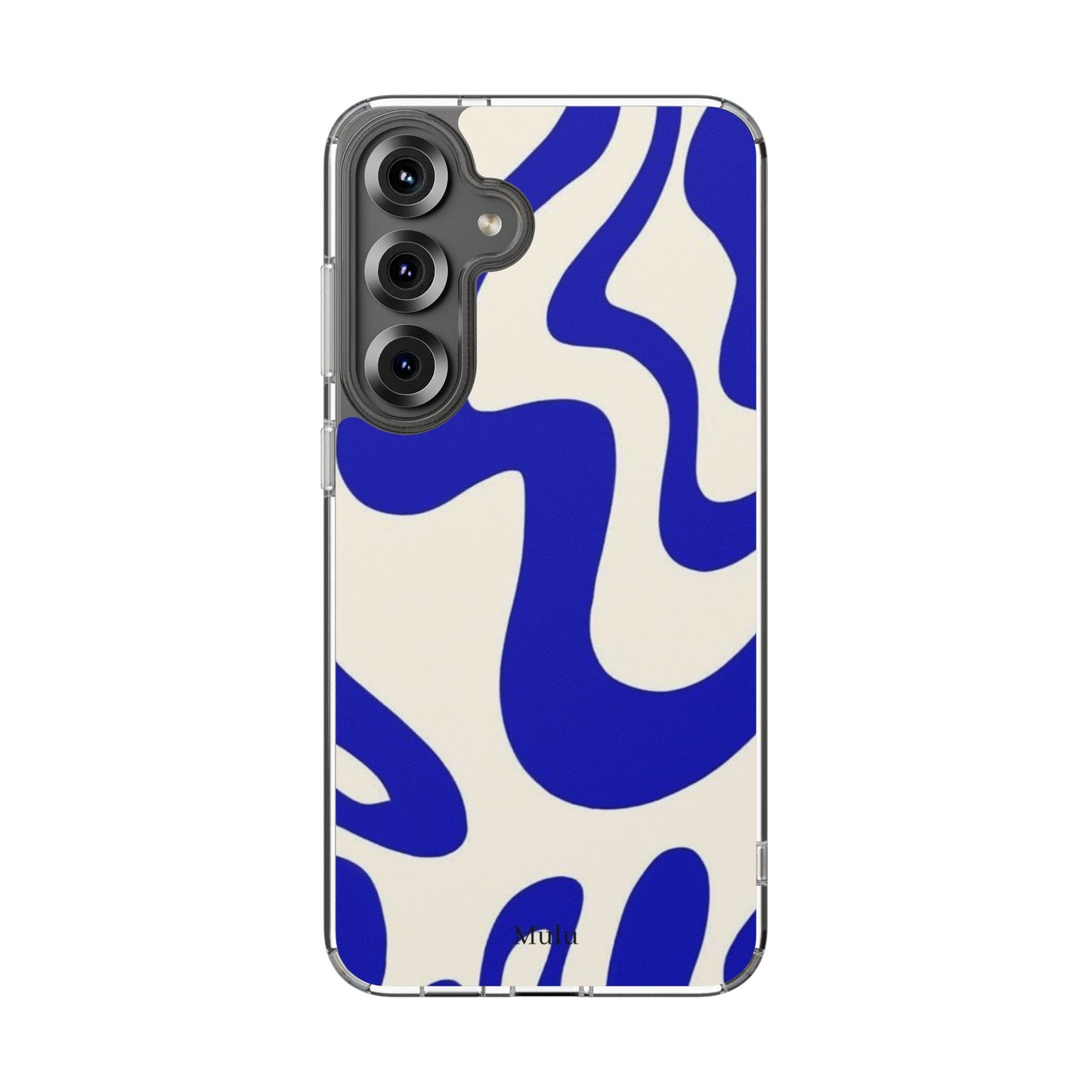 Clear Impact-Resistant Case — Blue Abstract Wavy Pattern