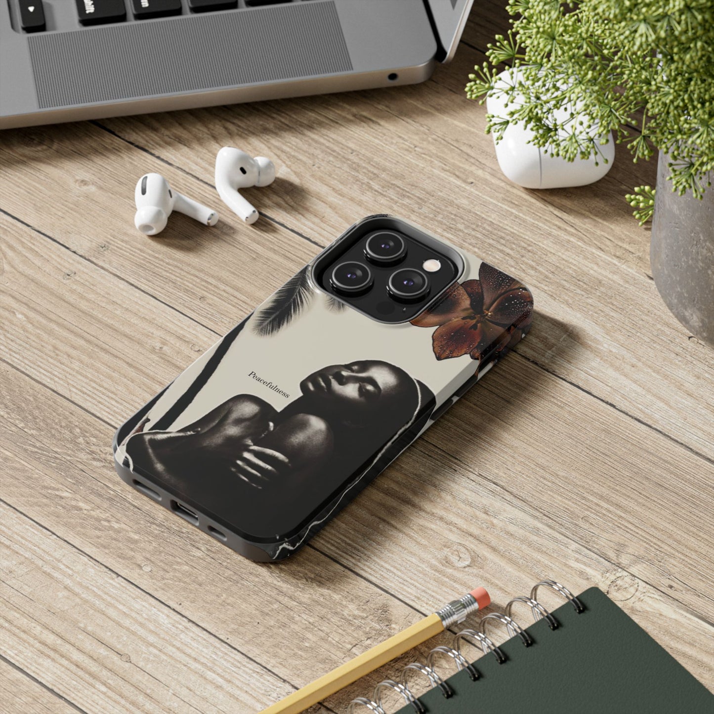 Tough Phone Case — "Peacefulness" Artistic Black Woman Floral Design