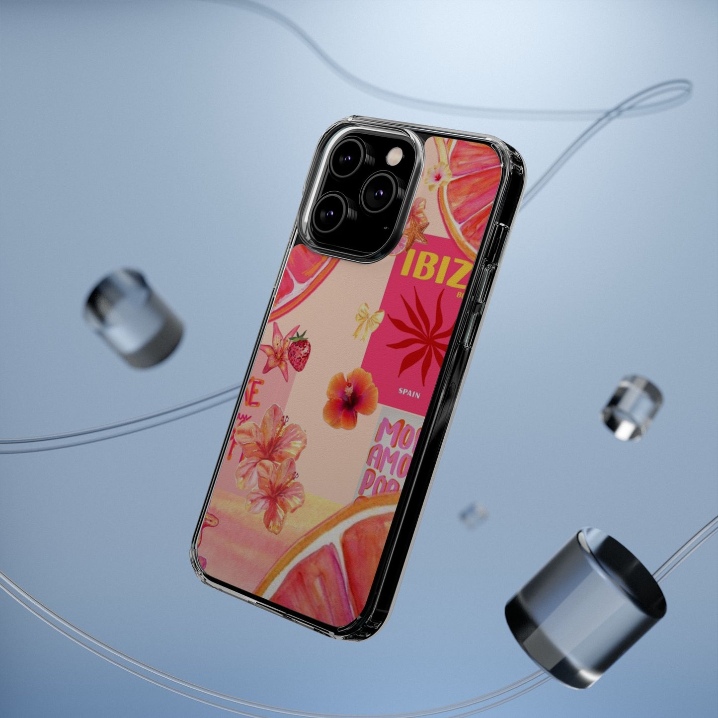 Clear Impact Phone Case — Pink Ibiza Citrus Floral Design