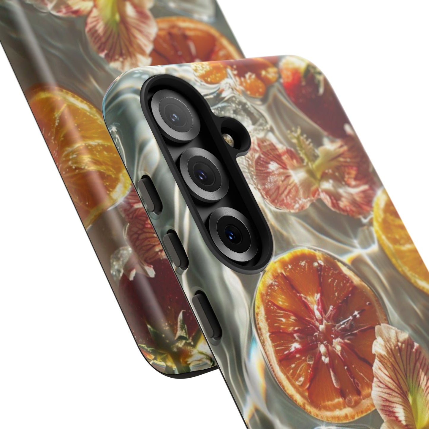 Citrus & Hibiscus Protective Phone Case – Summer Fruit Water Print Tough Case