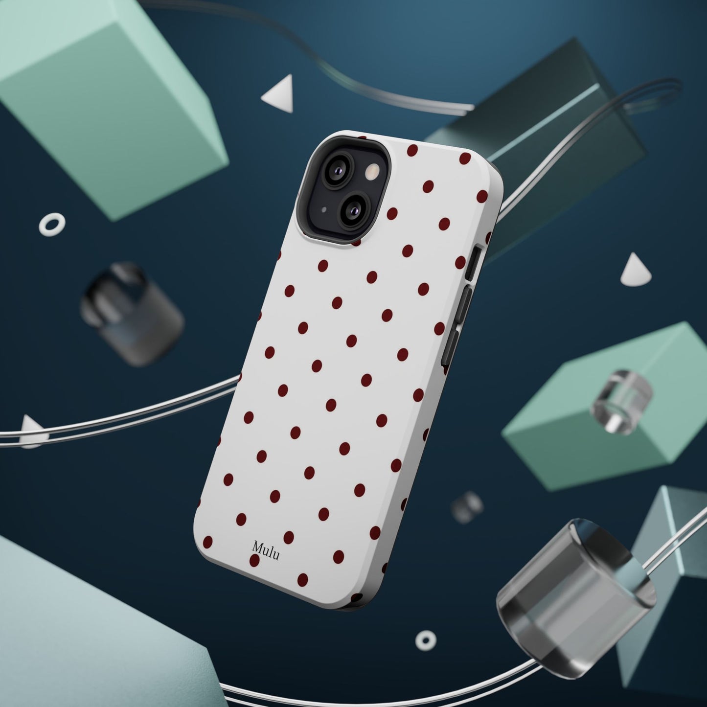 Polka Dot Magnetic Impact-Resistant Phone Case — Red Dots on White
