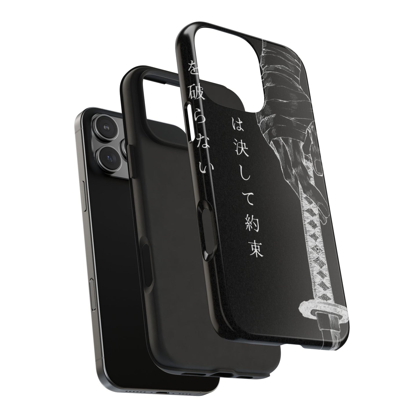 Samurai Vow Tough Phone Case — Black Katana Design with Japanese Text