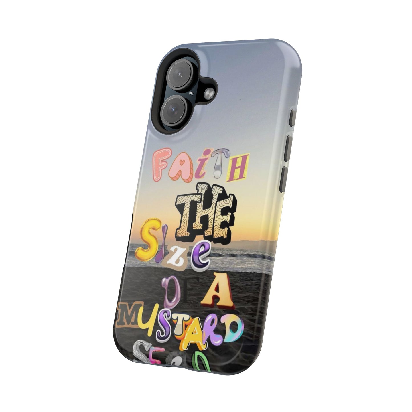 Magnetic Impact-Resistant Phone Case — "Faith the Size of a Mustard Seed" Sunset Design