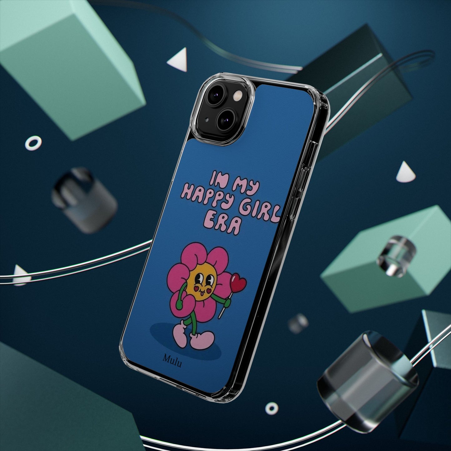 Clear Impact-Resistant Phone Case — “I’m My Happy Girl Era” Cute Flower Design