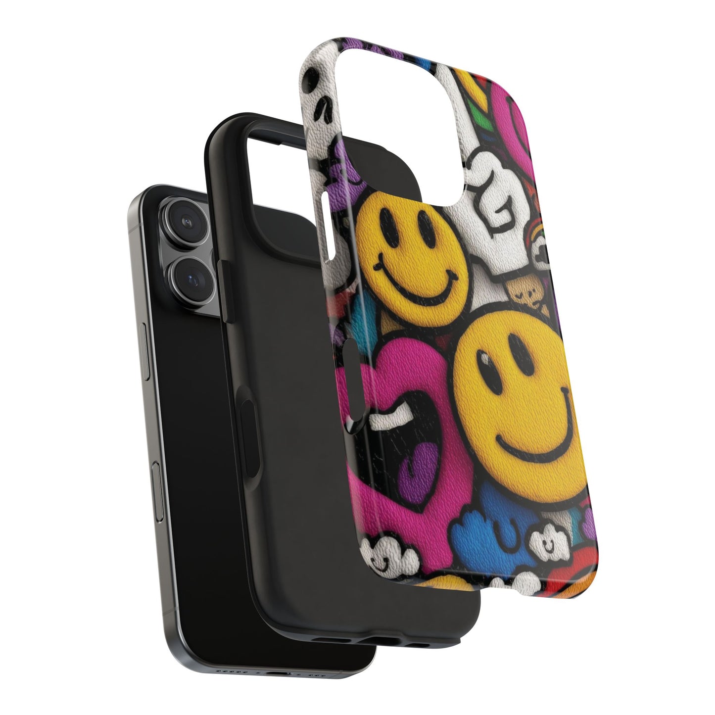 Smiley Graffiti Tough Phone Case – Colorful Urban Art Protection