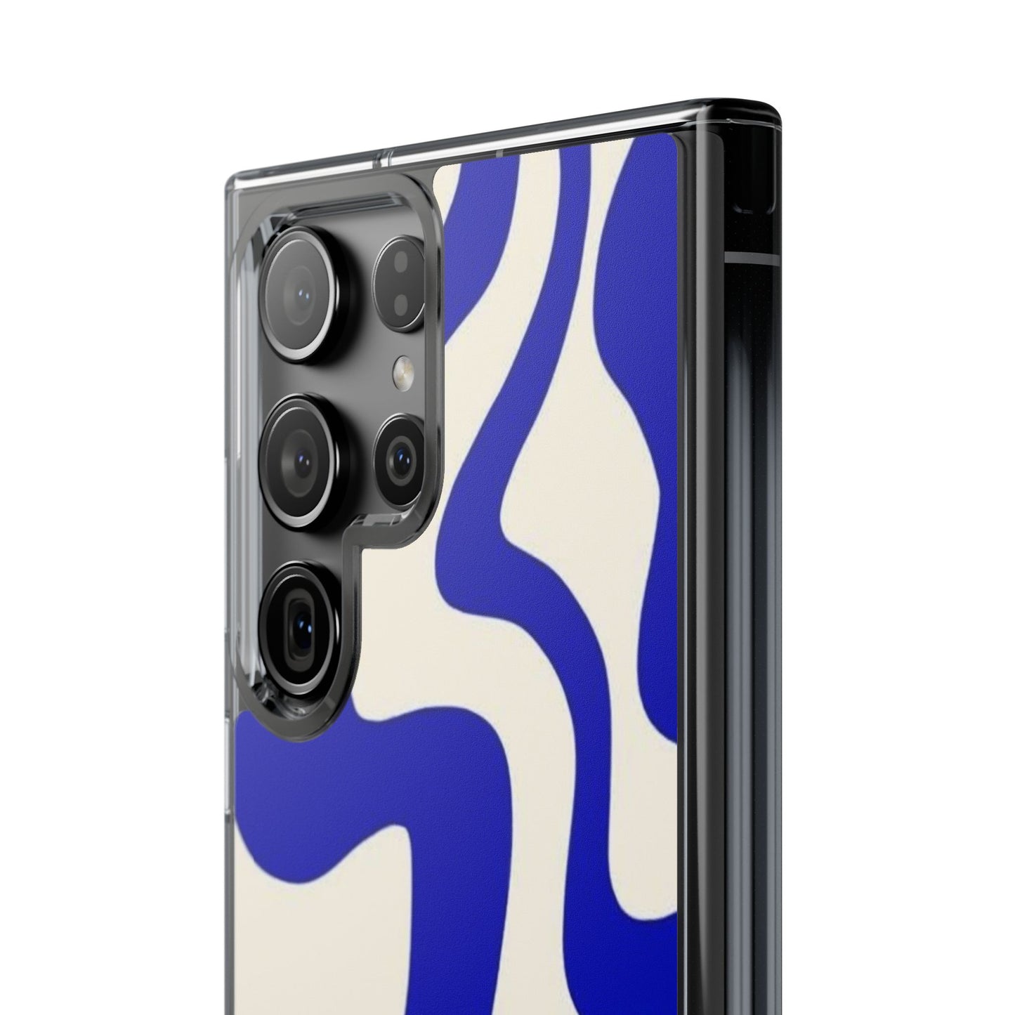 Clear Impact-Resistant Case — Blue Abstract Wavy Pattern