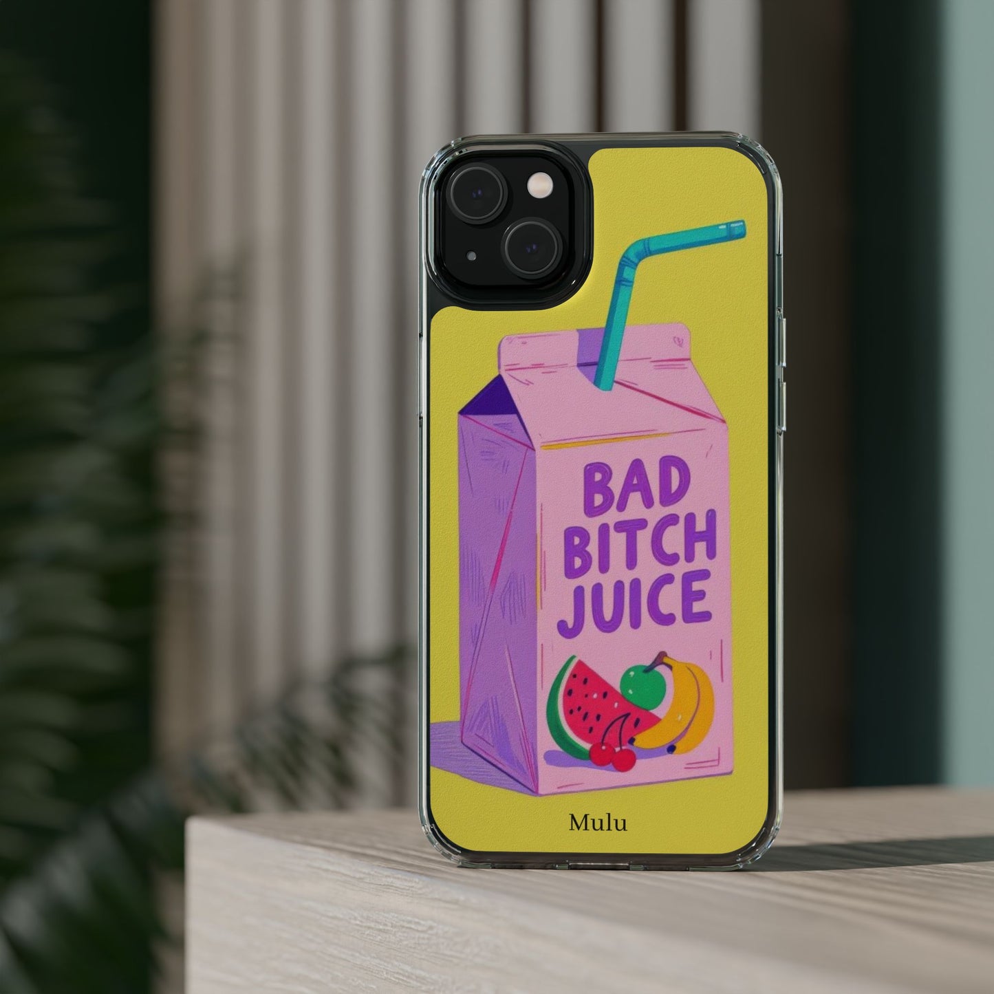 Clear Impact-Resistant Phone Case — "Bad Bitch Juice" Cartoon Juice Box Design