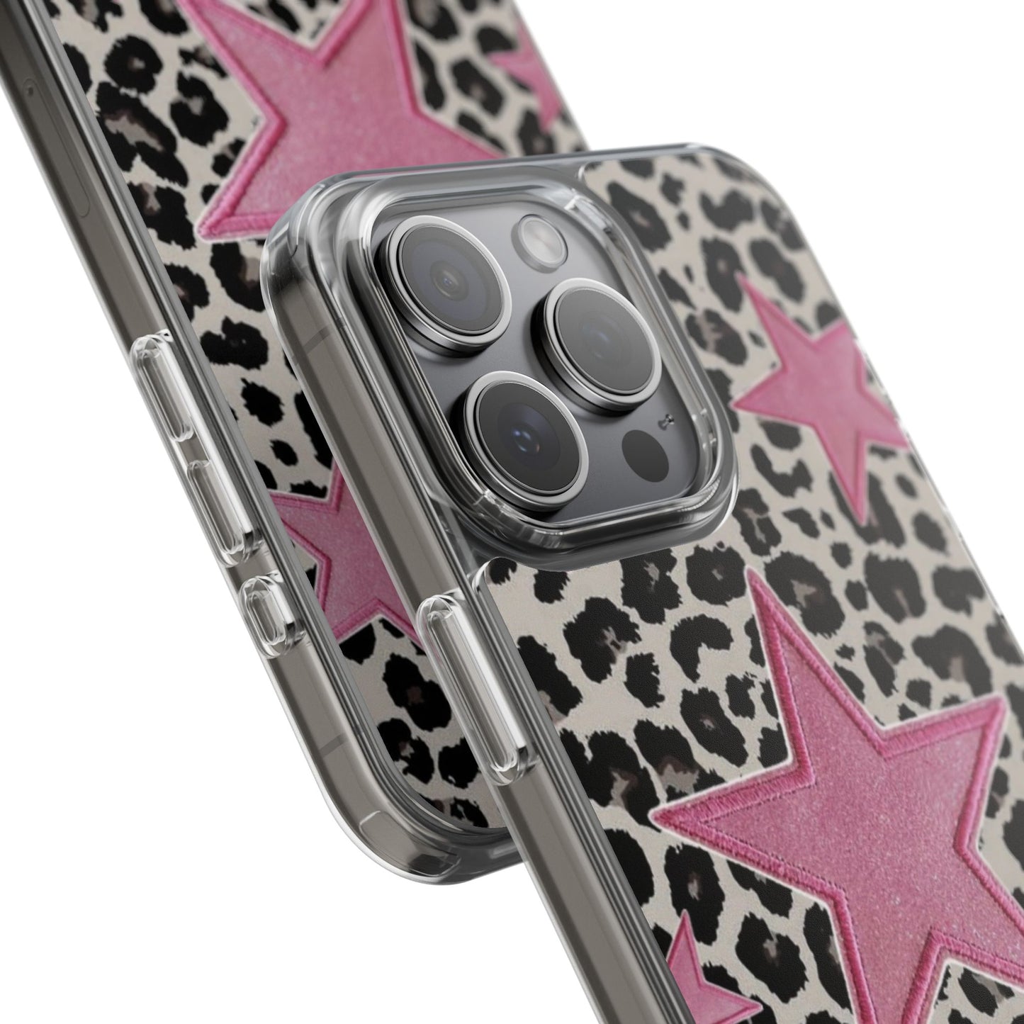 Pink Star Leopard Clear Impact Phone Case
