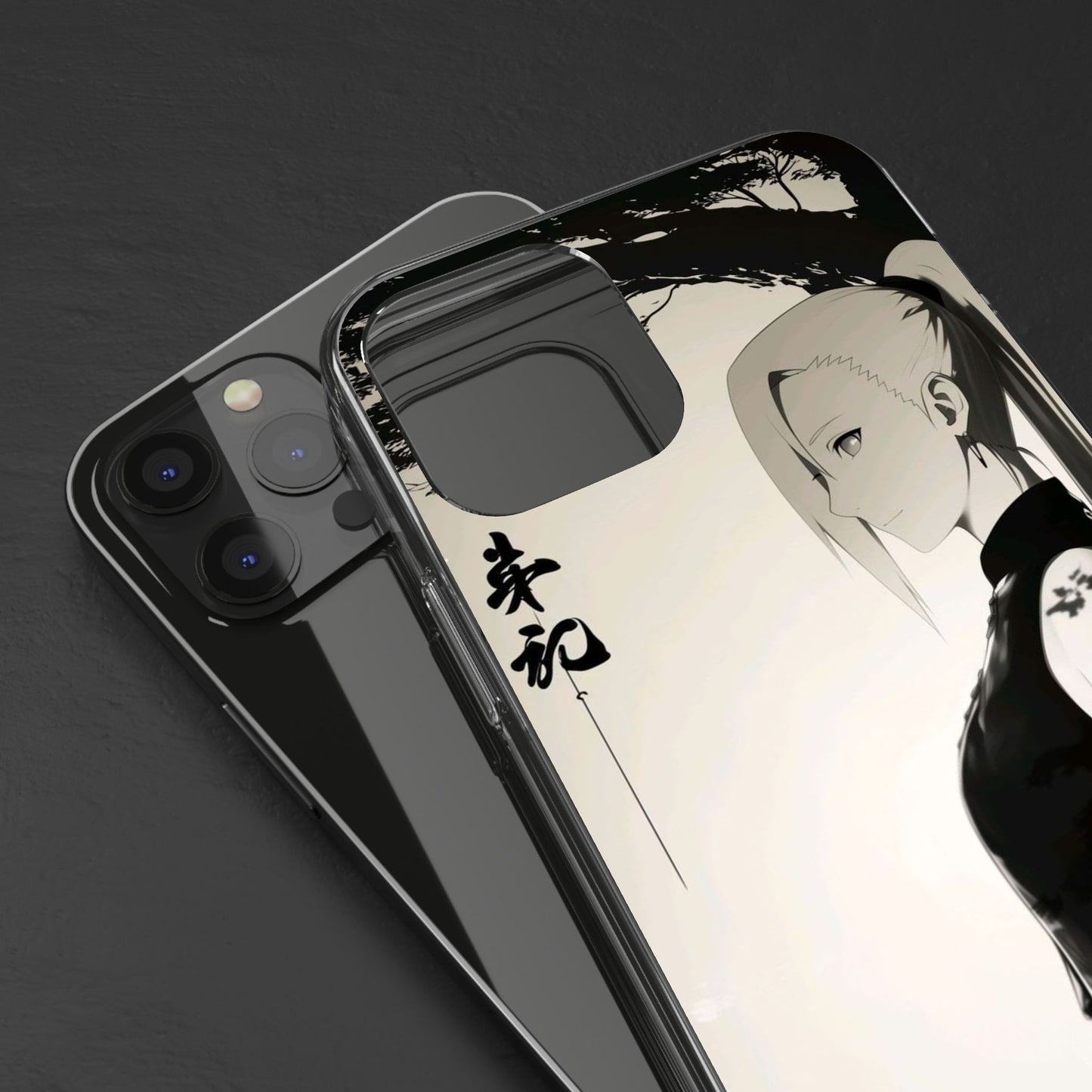 Anime Samurai Clear Phone Case — Monochrome Sumi-E Style