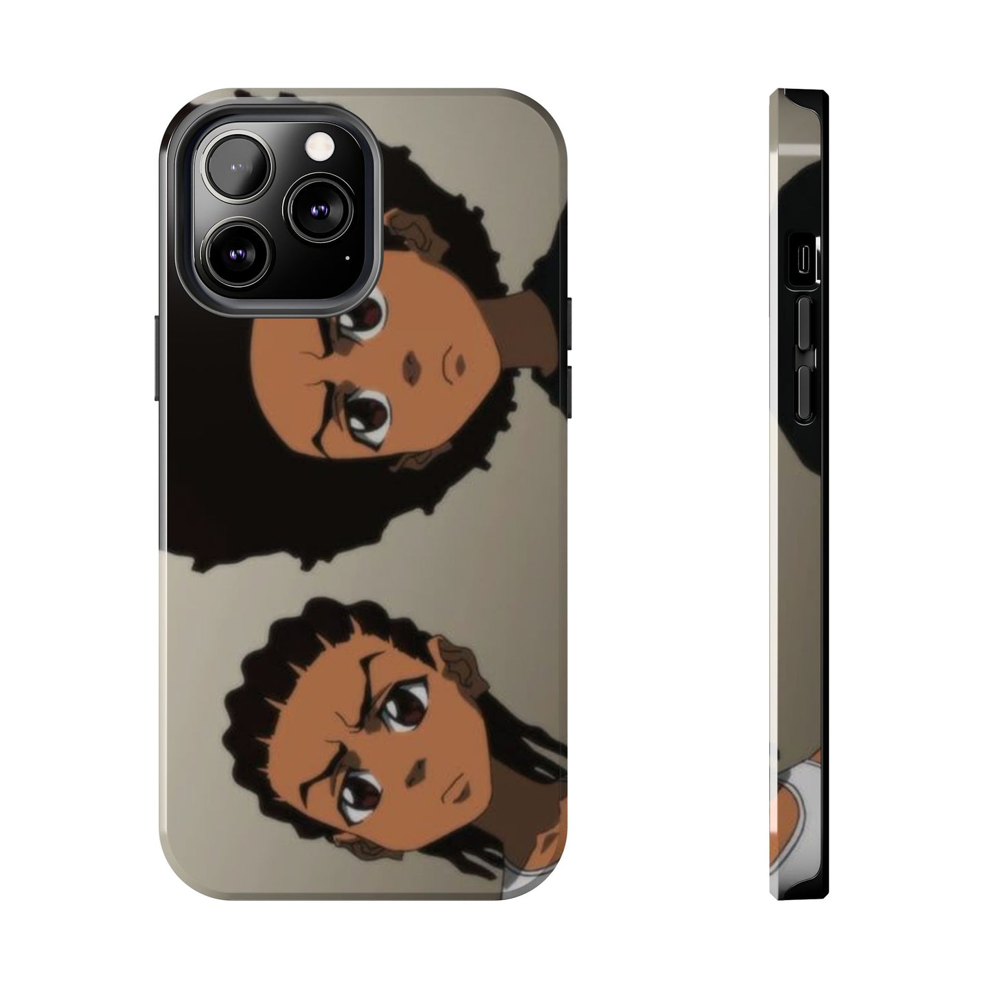 Tough Phone Case — Afro Anime Duo Face Design, Protective Shockproof Cover