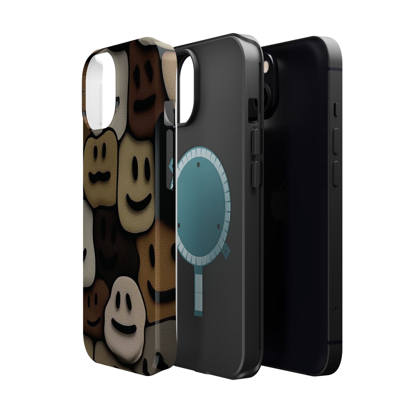 Magnetic Impact-Resistant Case — Brown Smiley Tile Phone Cover