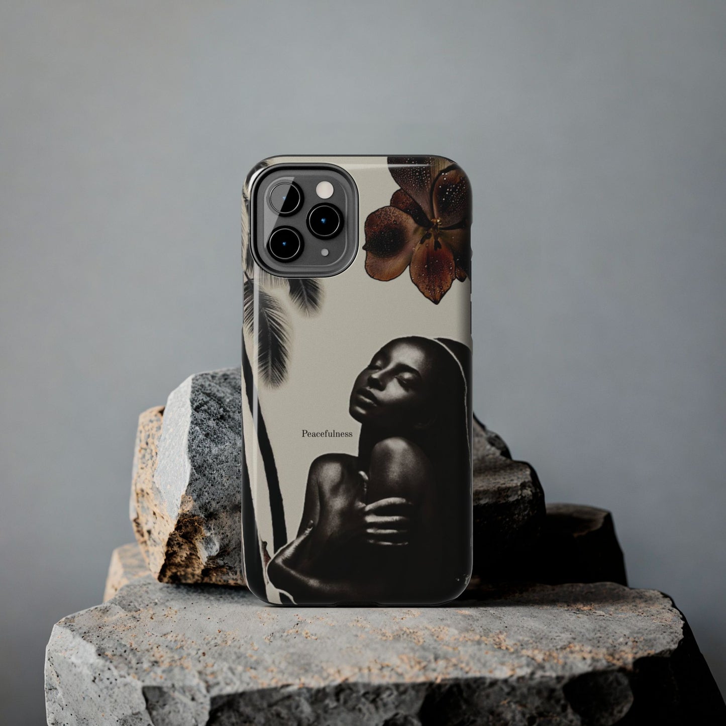 Tough Phone Case — "Peacefulness" Artistic Black Woman Floral Design