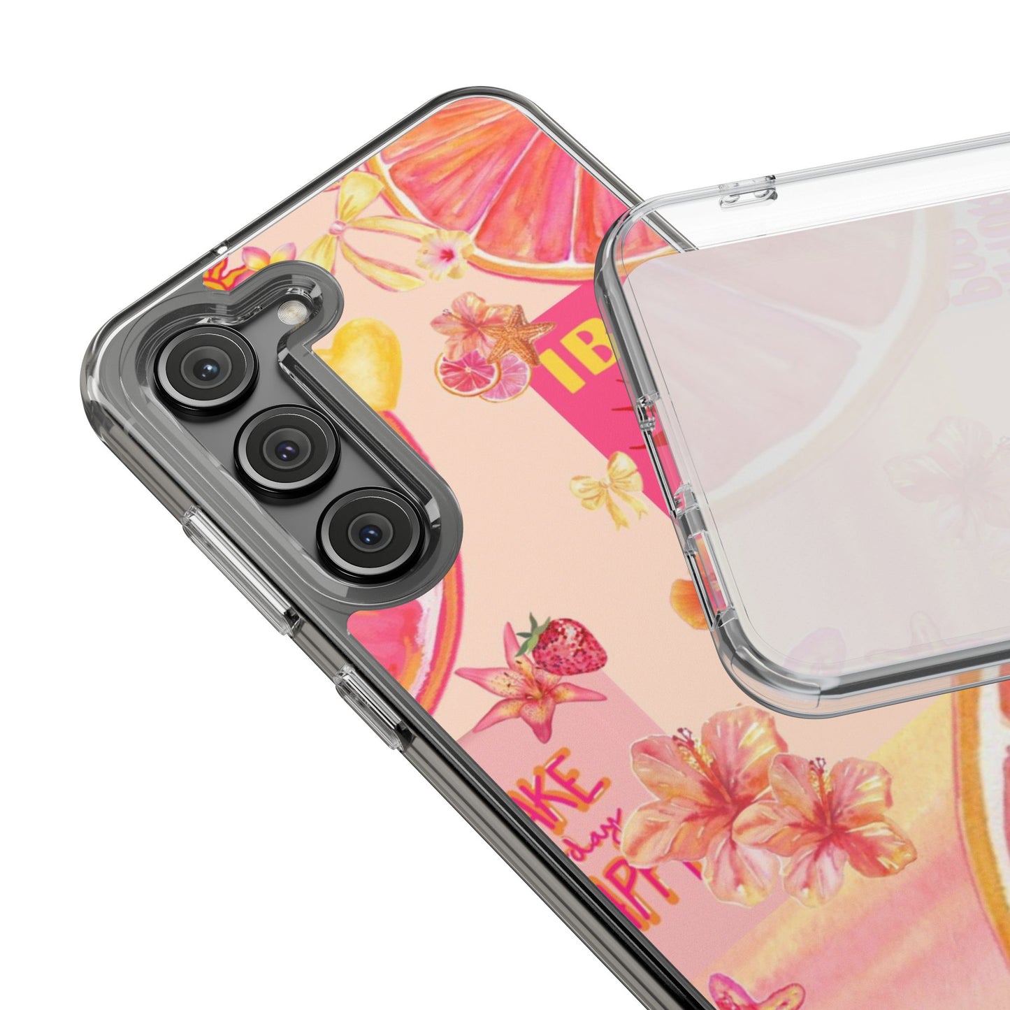 Clear Impact Phone Case — Pink Ibiza Citrus Floral Design