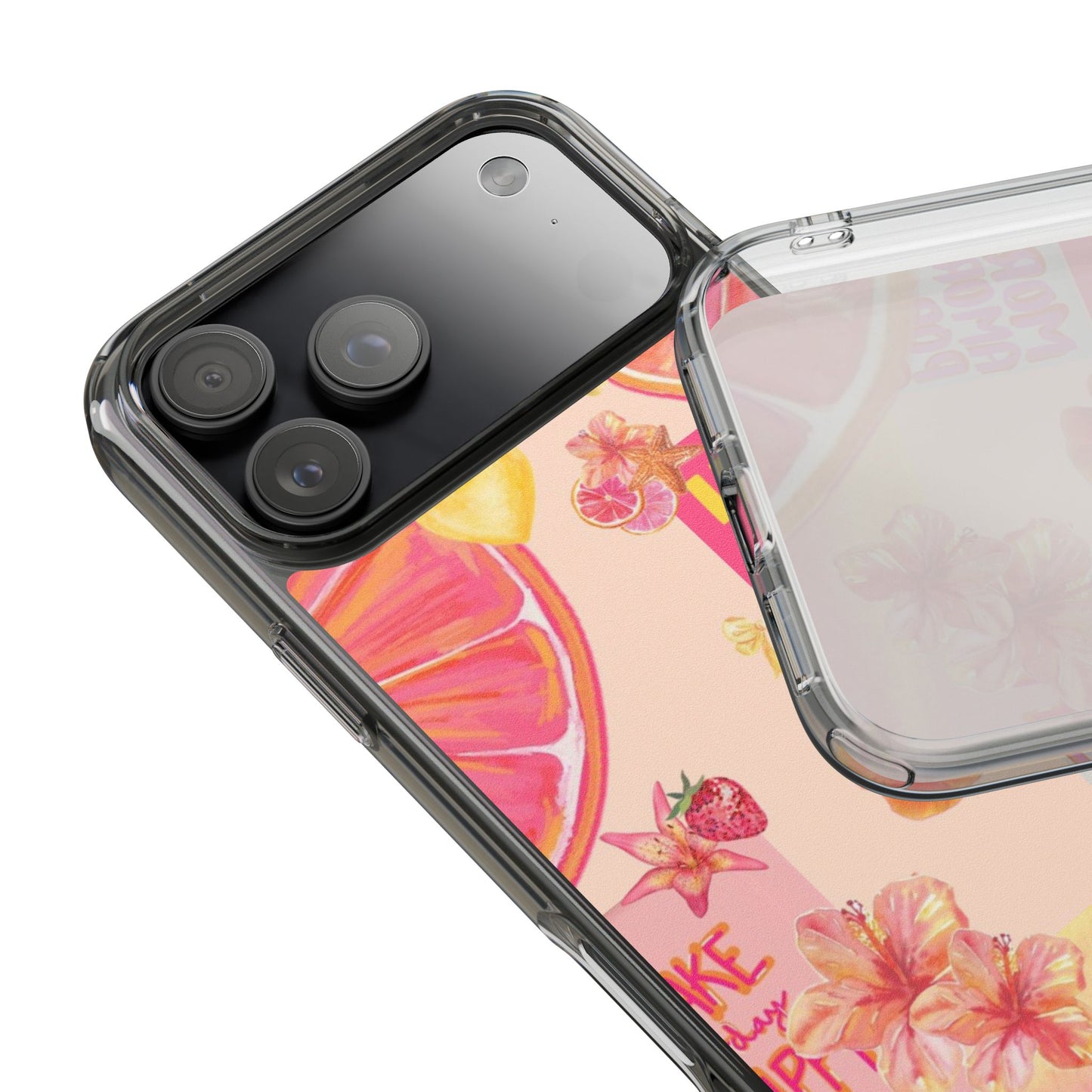 Clear Impact Phone Case — Pink Ibiza Citrus Floral Design