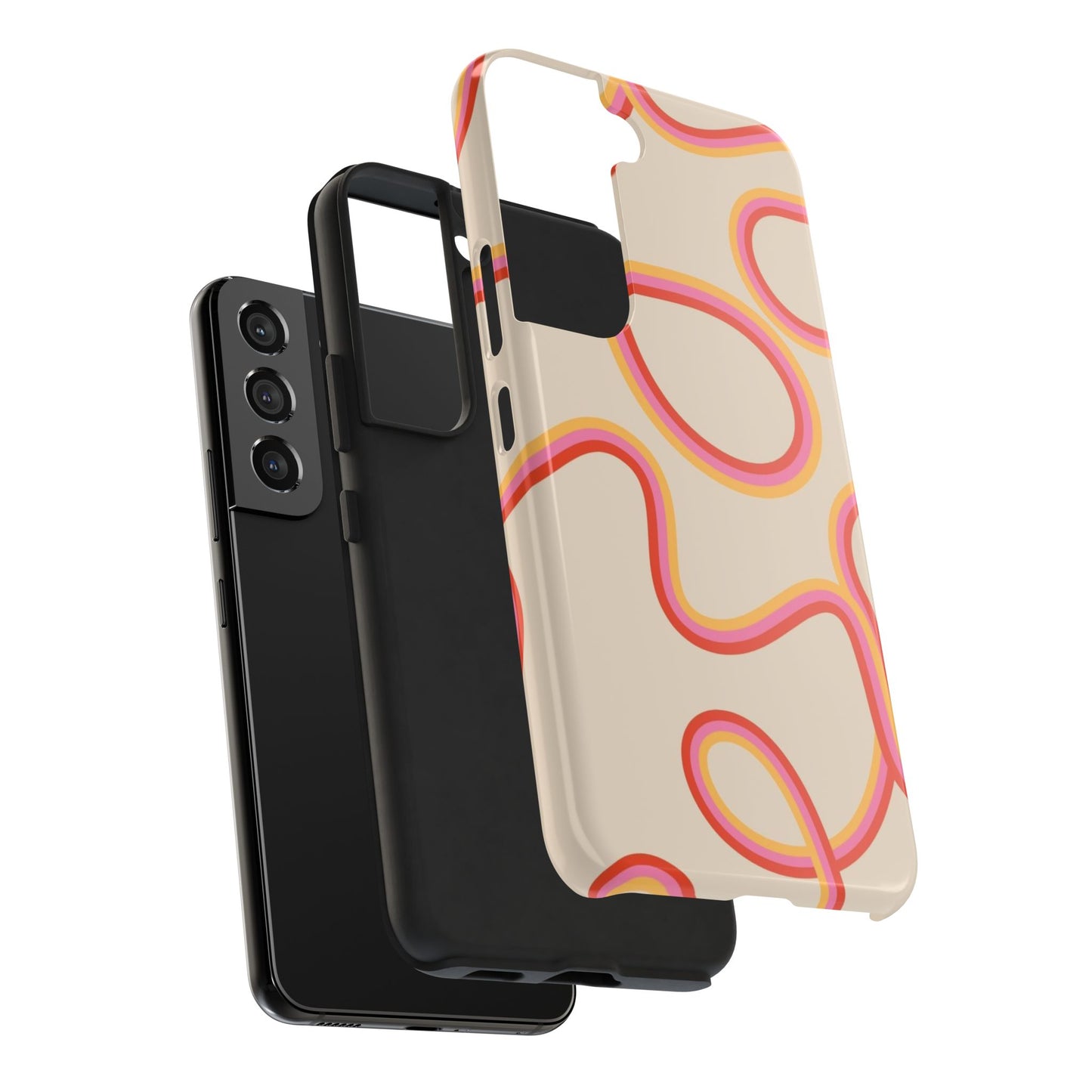 Retro Swirl Tough Phone Case — Beige Pink Orange Abstract Protection