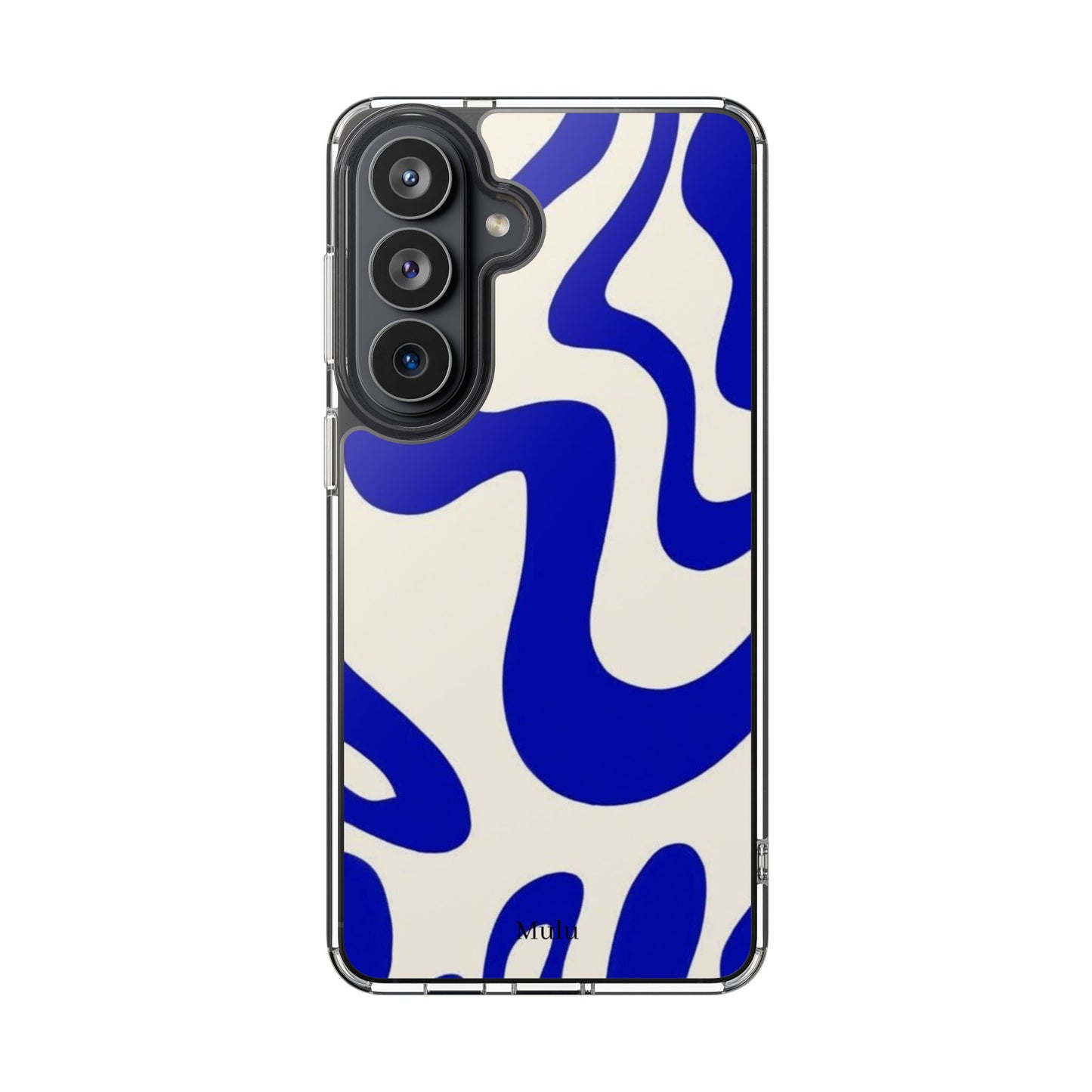 Clear Impact-Resistant Case — Blue Abstract Wavy Pattern