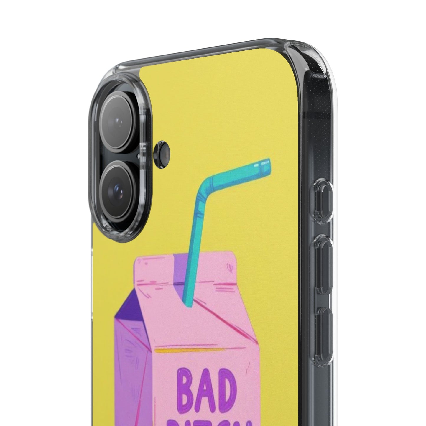 Clear Impact-Resistant Phone Case — "Bad Bitch Juice" Cartoon Juice Box Design