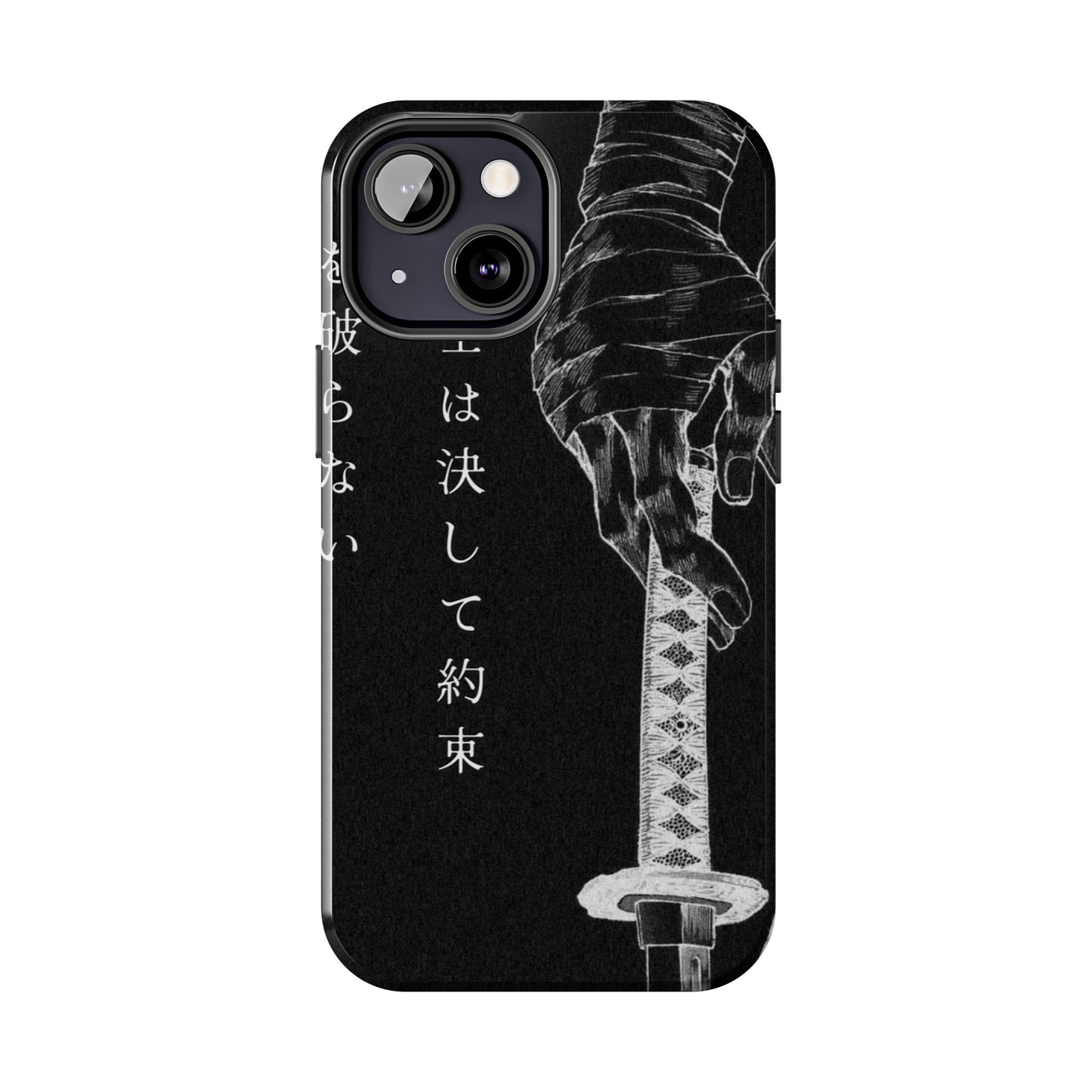 Samurai Vow Tough Phone Case — Black Katana Design with Japanese Text