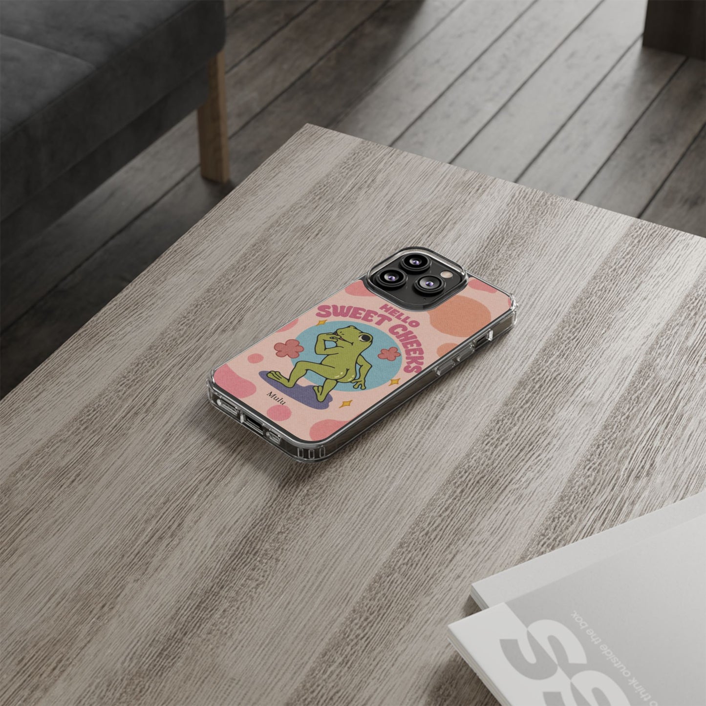 Clear Impact Phone Case — "Hello Sweet Cheeks" Retro Frog Design