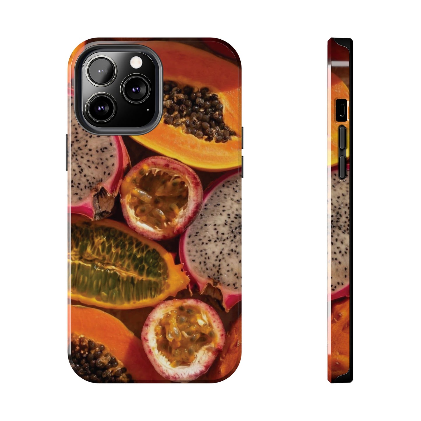 Tropical Fruit Tough Phone Case — Papaya & Dragon Fruit Design