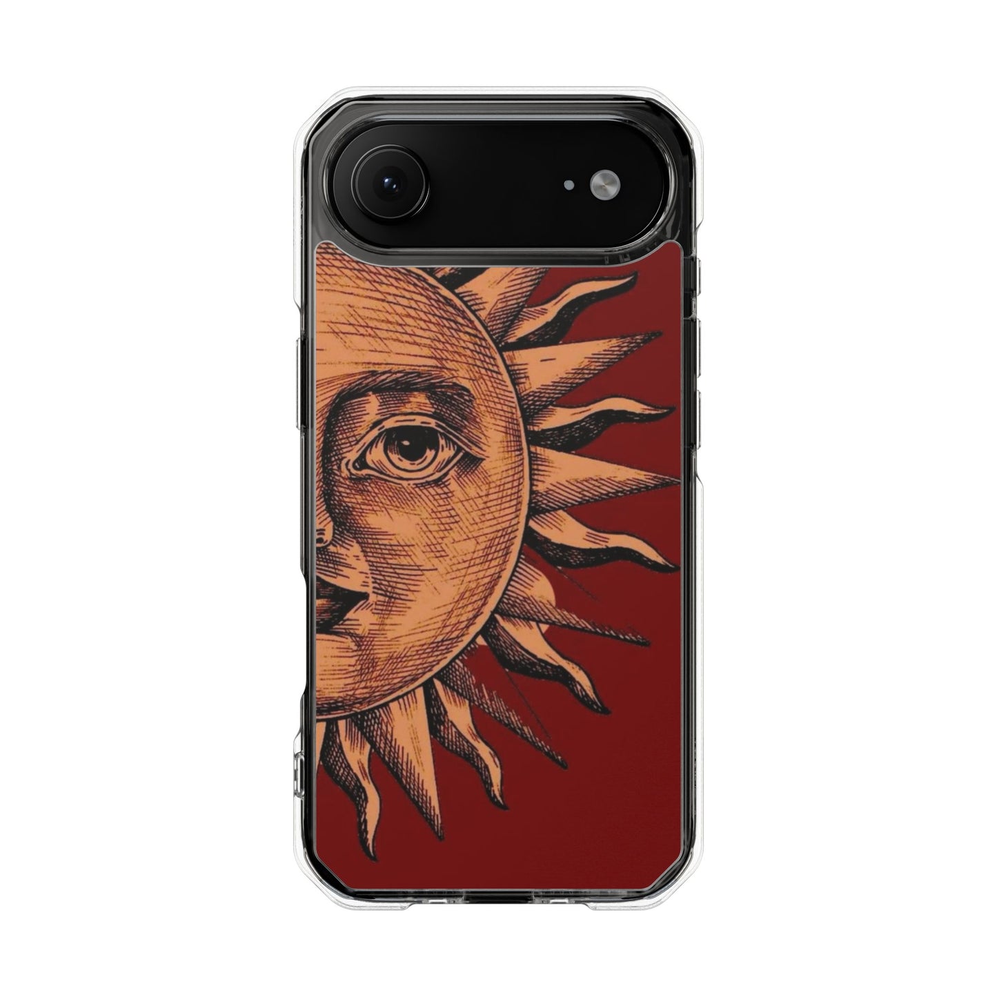 Vintage Sun Illustration Magnetic Clear Impact Phone Case