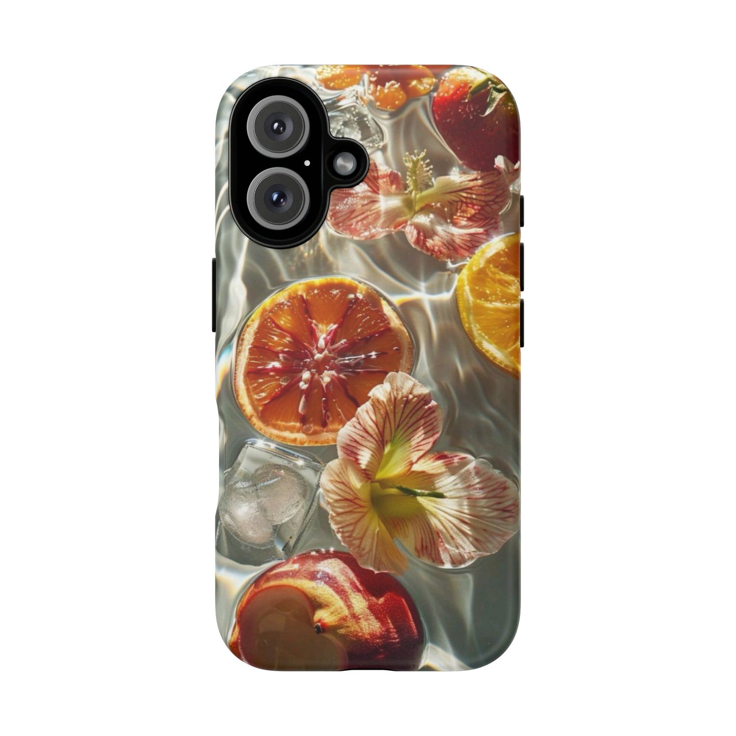 Citrus & Hibiscus Protective Phone Case – Summer Fruit Water Print Tough Case