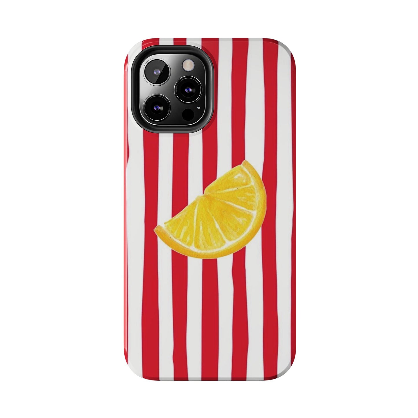 Lemon Slice Red & White Stripe Tough Phone Case