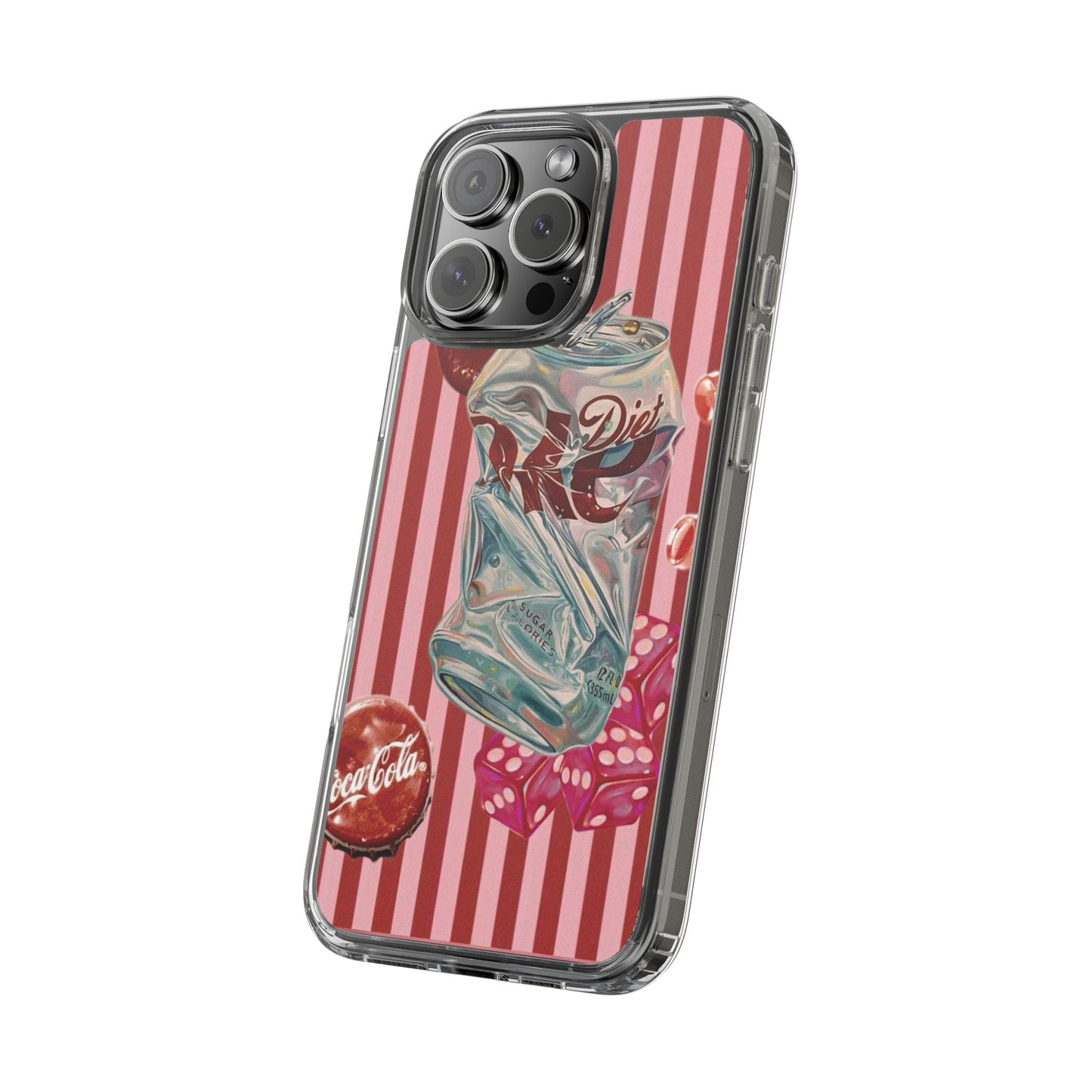 Diet Cola Crush Clear Phone Case – Retro Soda Pop Design