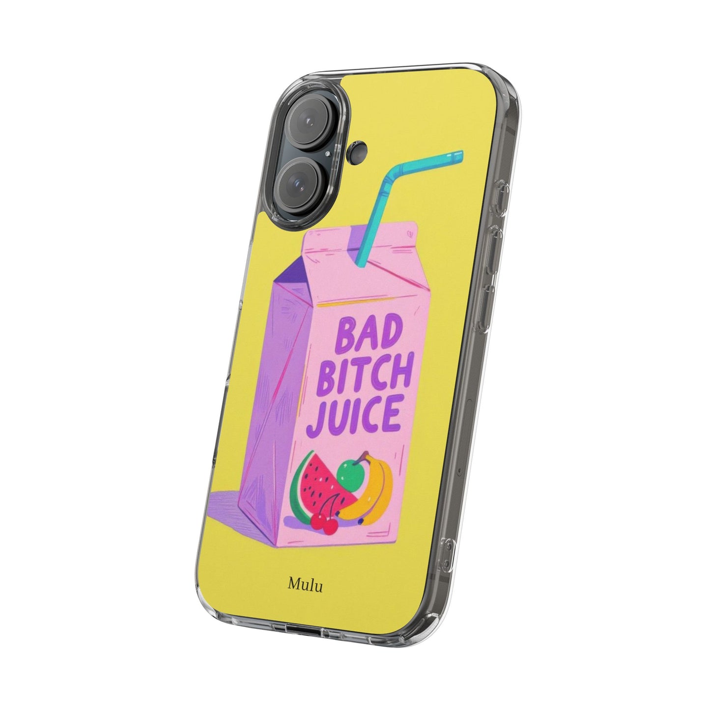 Clear Impact-Resistant Phone Case — "Bad Bitch Juice" Cartoon Juice Box Design
