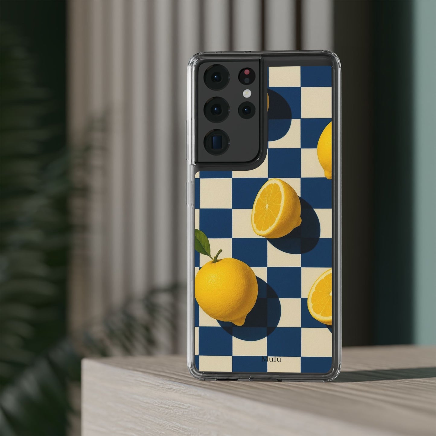 Clear Impact-Resistant Case — Retro Checkered Lemons Phone Case