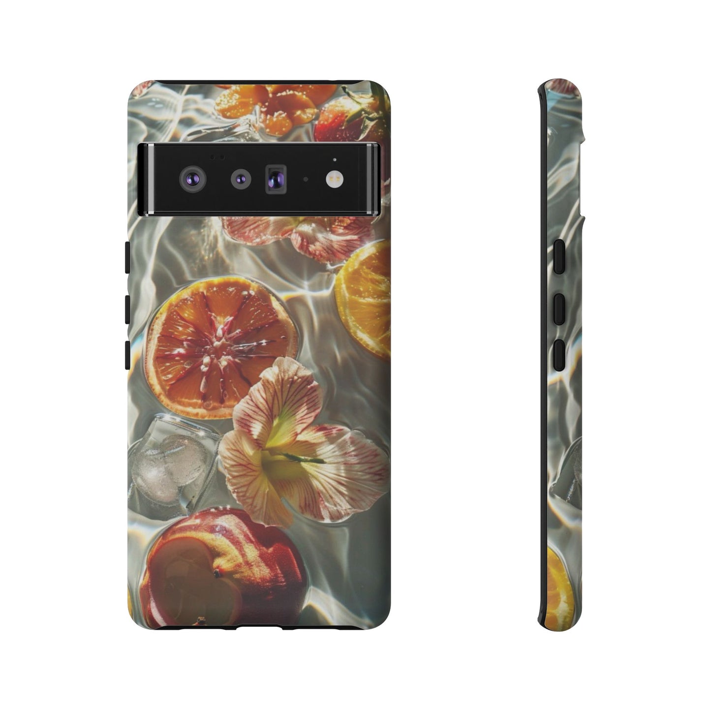 Citrus & Hibiscus Protective Phone Case – Summer Fruit Water Print Tough Case