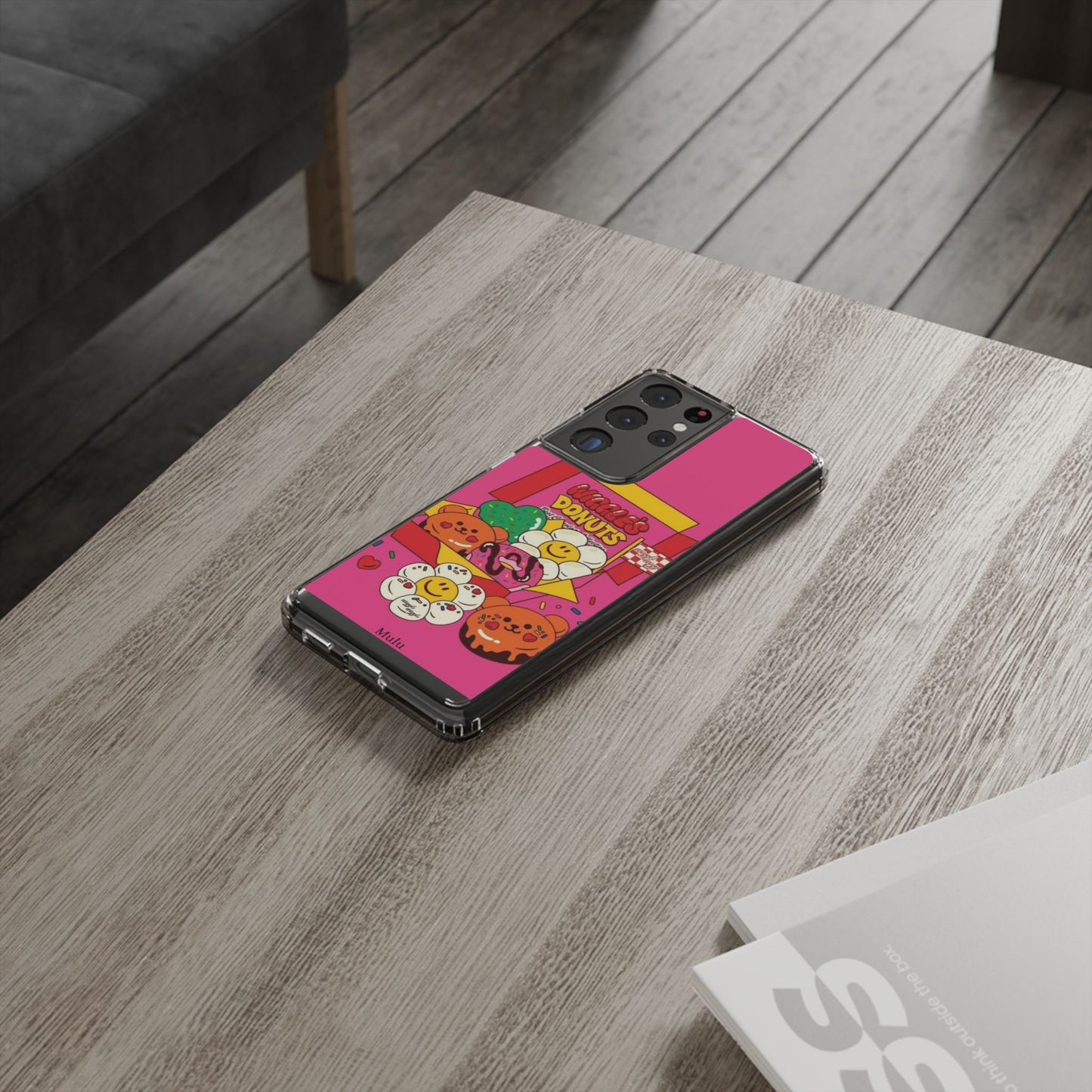 Donut Box Cute Phone Case — Clear Impact‑Resistant iPhone Cover with Smiling Donuts