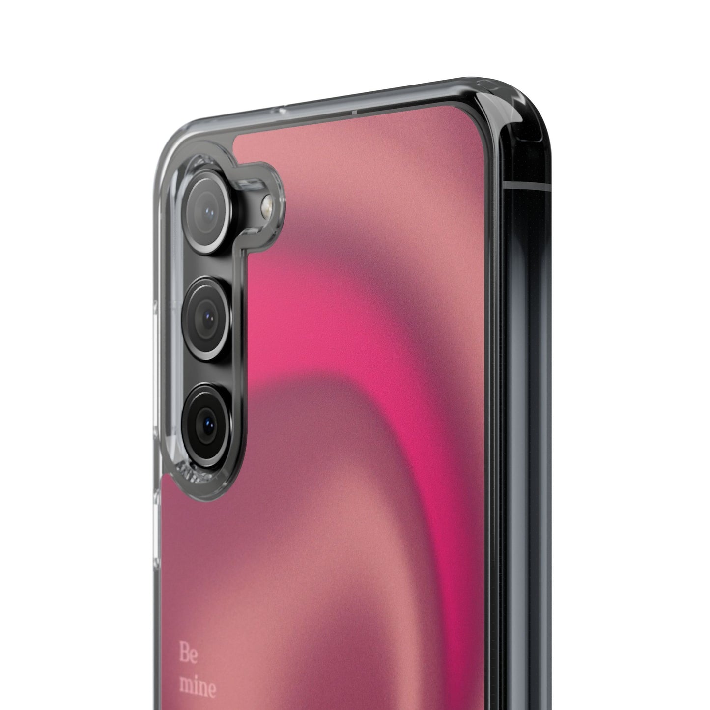 Clear Impact Phone Case — Pink Satin Swirl "Be mine" Design