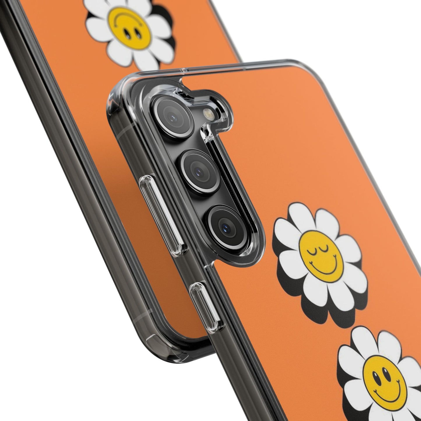 Phone Case — Orange Smiley Daisy Clear Impact‑Resistant Case