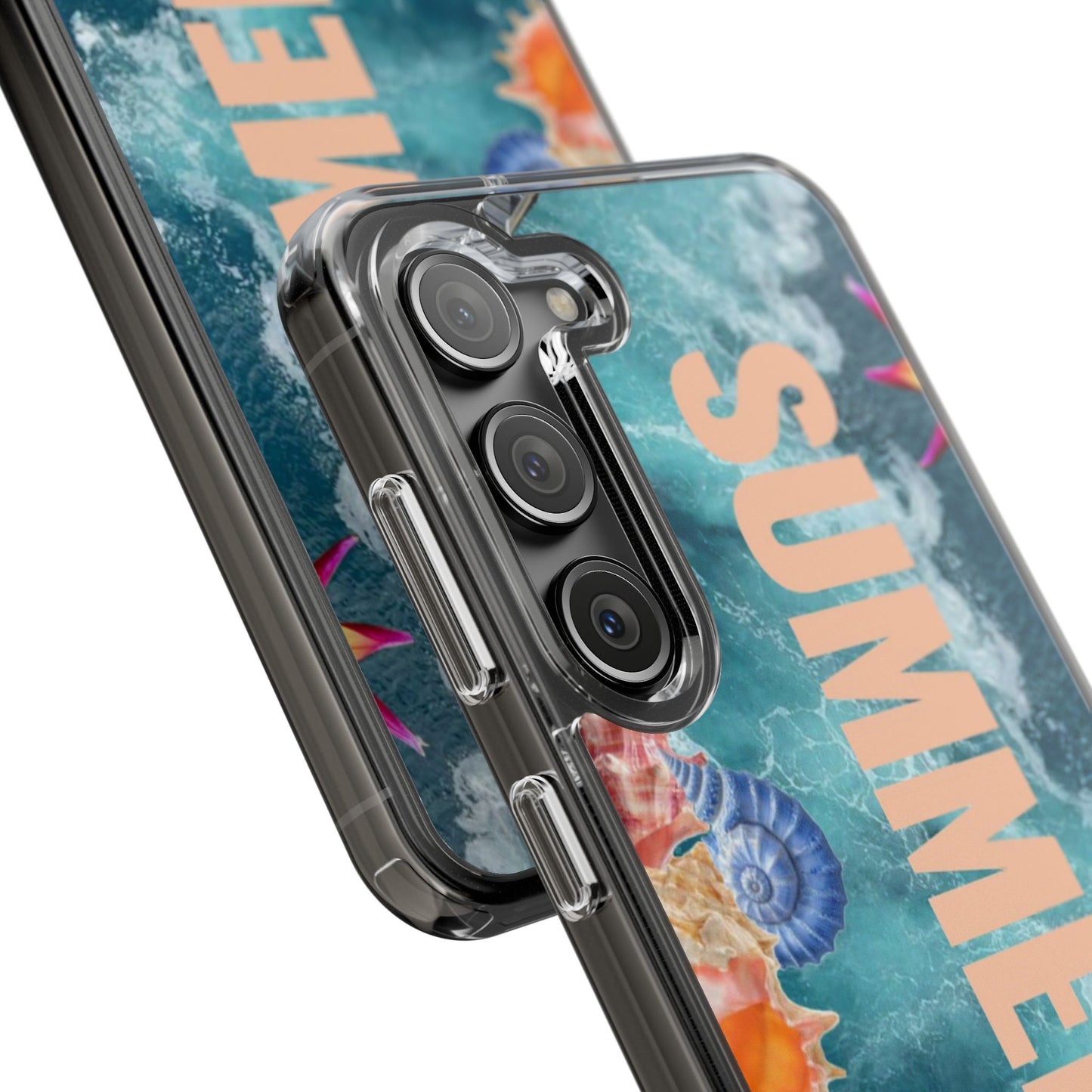 Summer Floral Clear Impact Phone Case — "SUMMER" Tropical Hibiscus Design