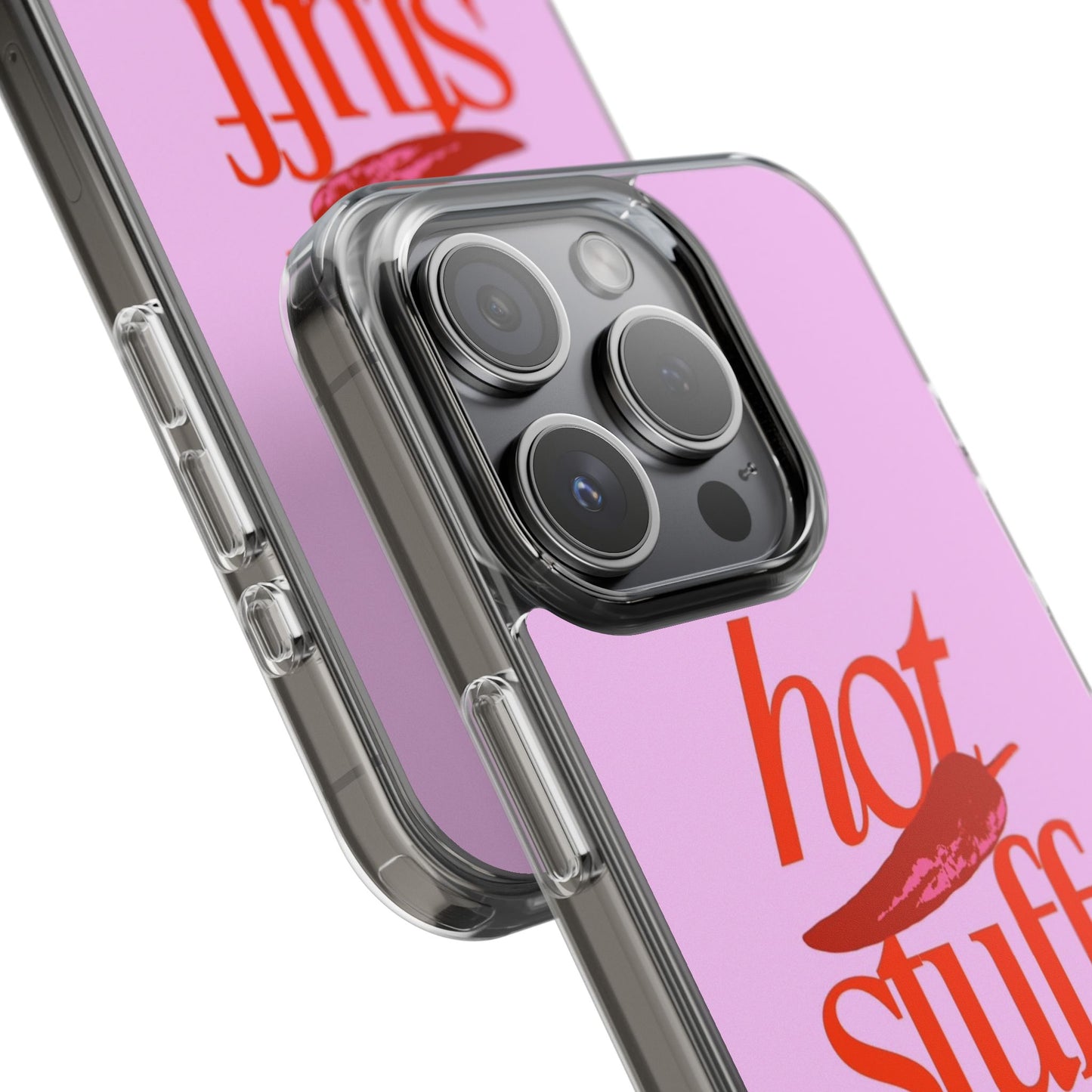 Hot Stuff Clear Impact Phone Case — Pink Retro Typography iPhone Cover