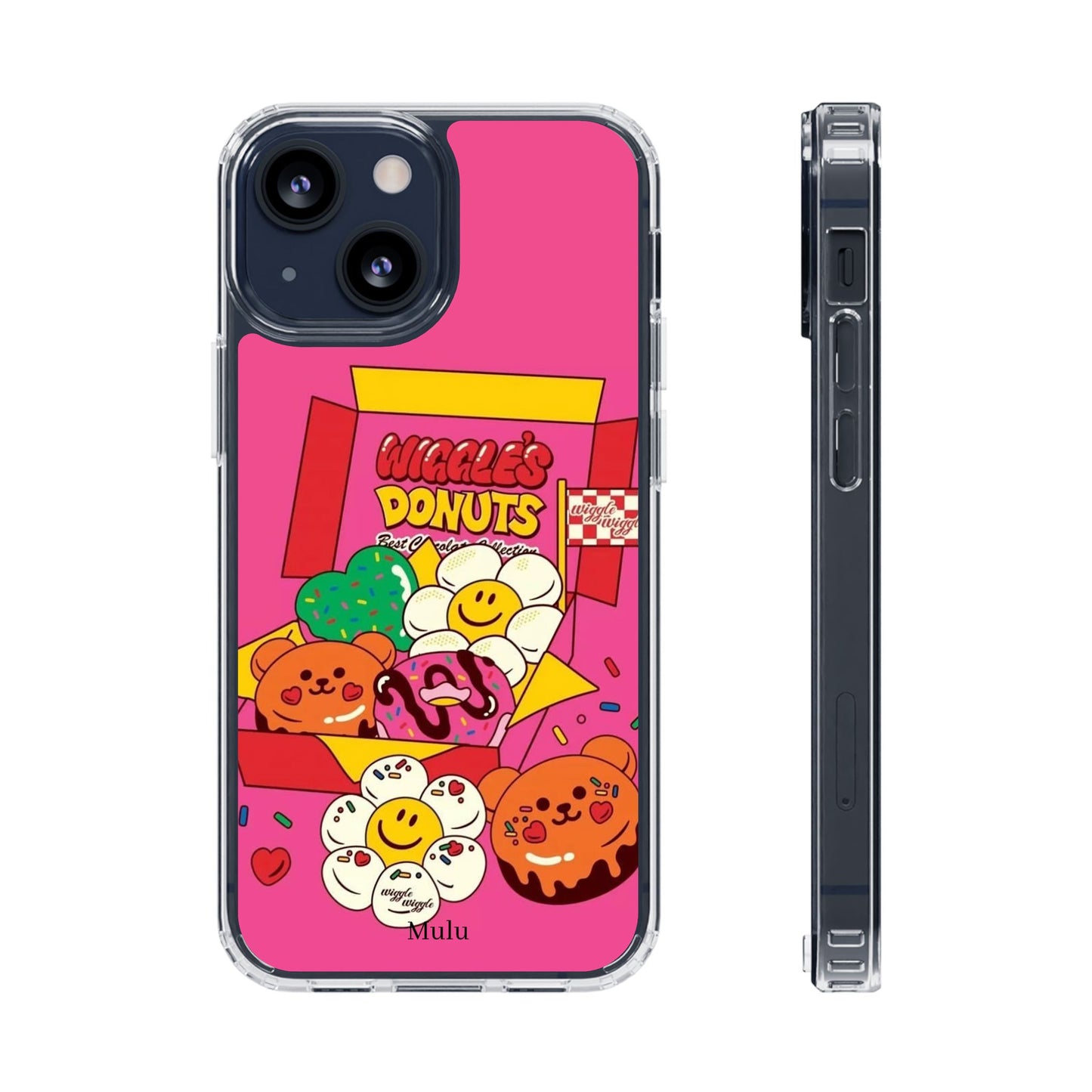 Donut Box Cute Phone Case — Clear Impact‑Resistant iPhone Cover with Smiling Donuts