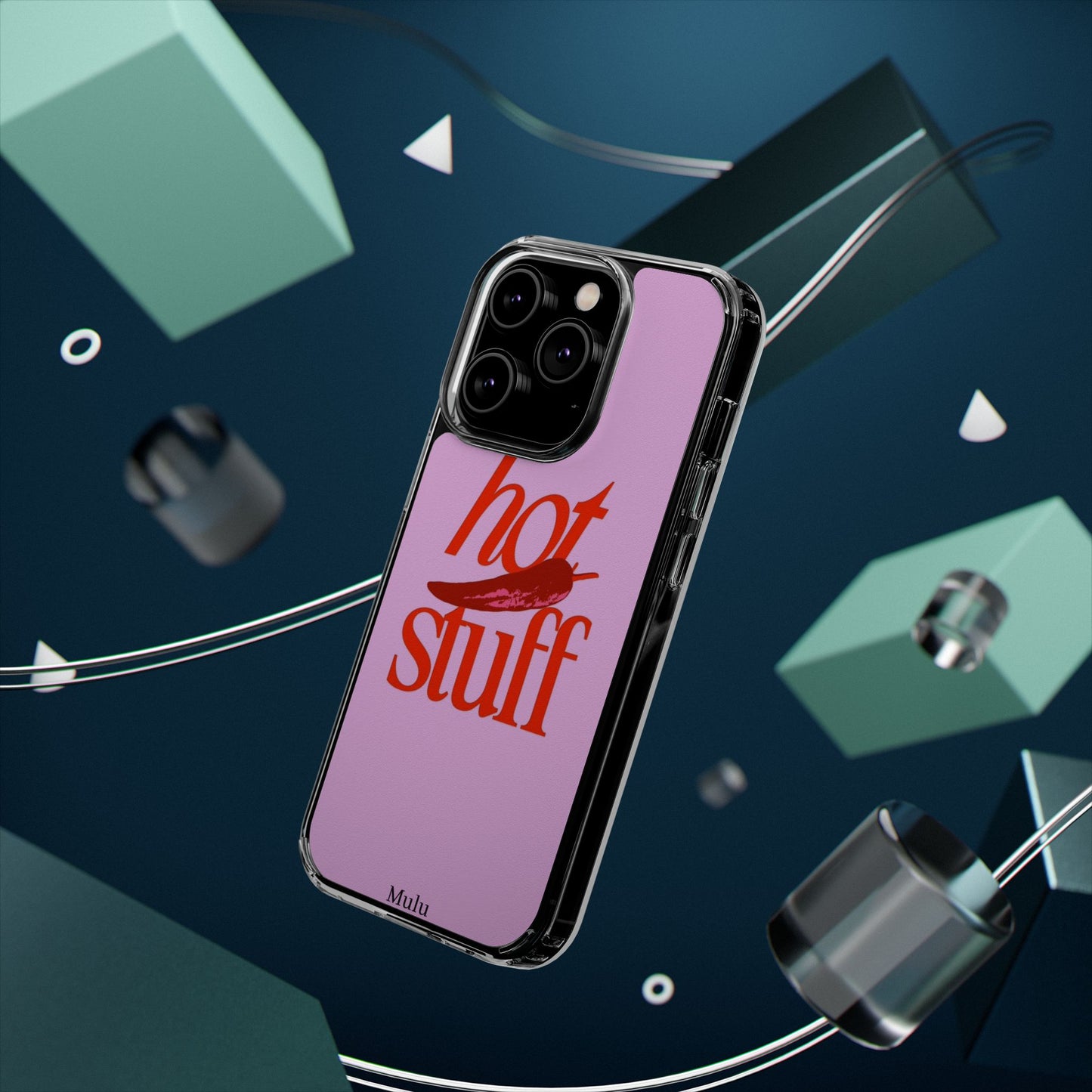 Hot Stuff Clear Impact Phone Case — Pink Retro Typography iPhone Cover