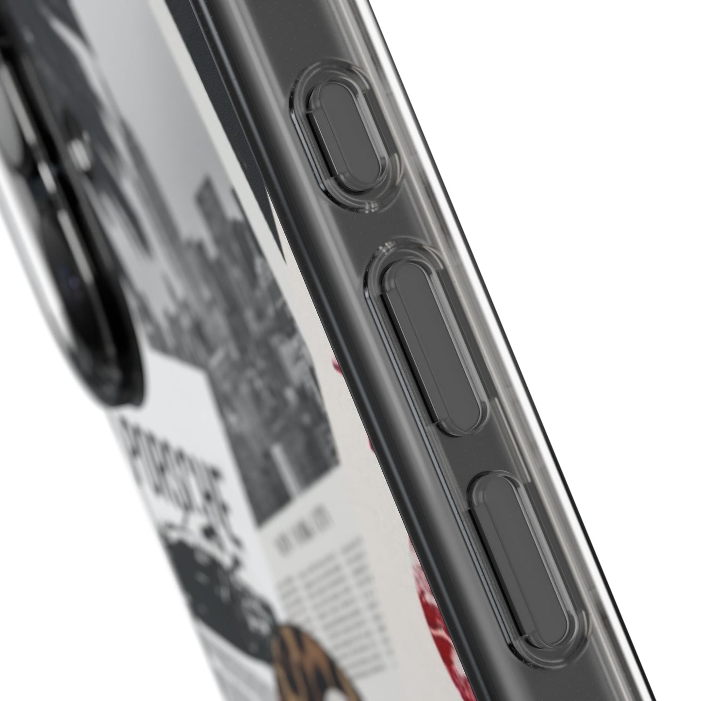 Clear Impact-Resistant Phone Case — Collage Luxury Leopard & Vintage Car Design