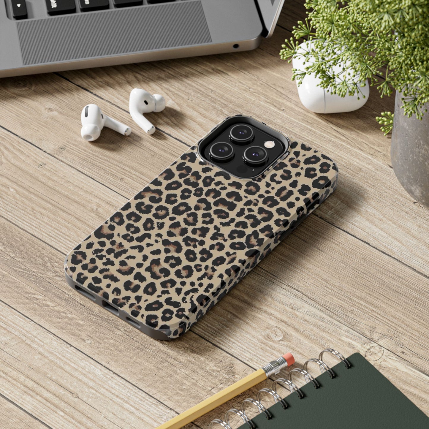 Leopard Print Tough Phone Case — Durable Protective iPhone Cover