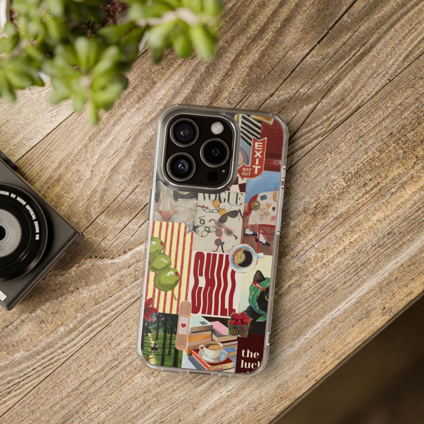 Collage Vintage Aesthetic Clear Impact-Resistant Phone Case