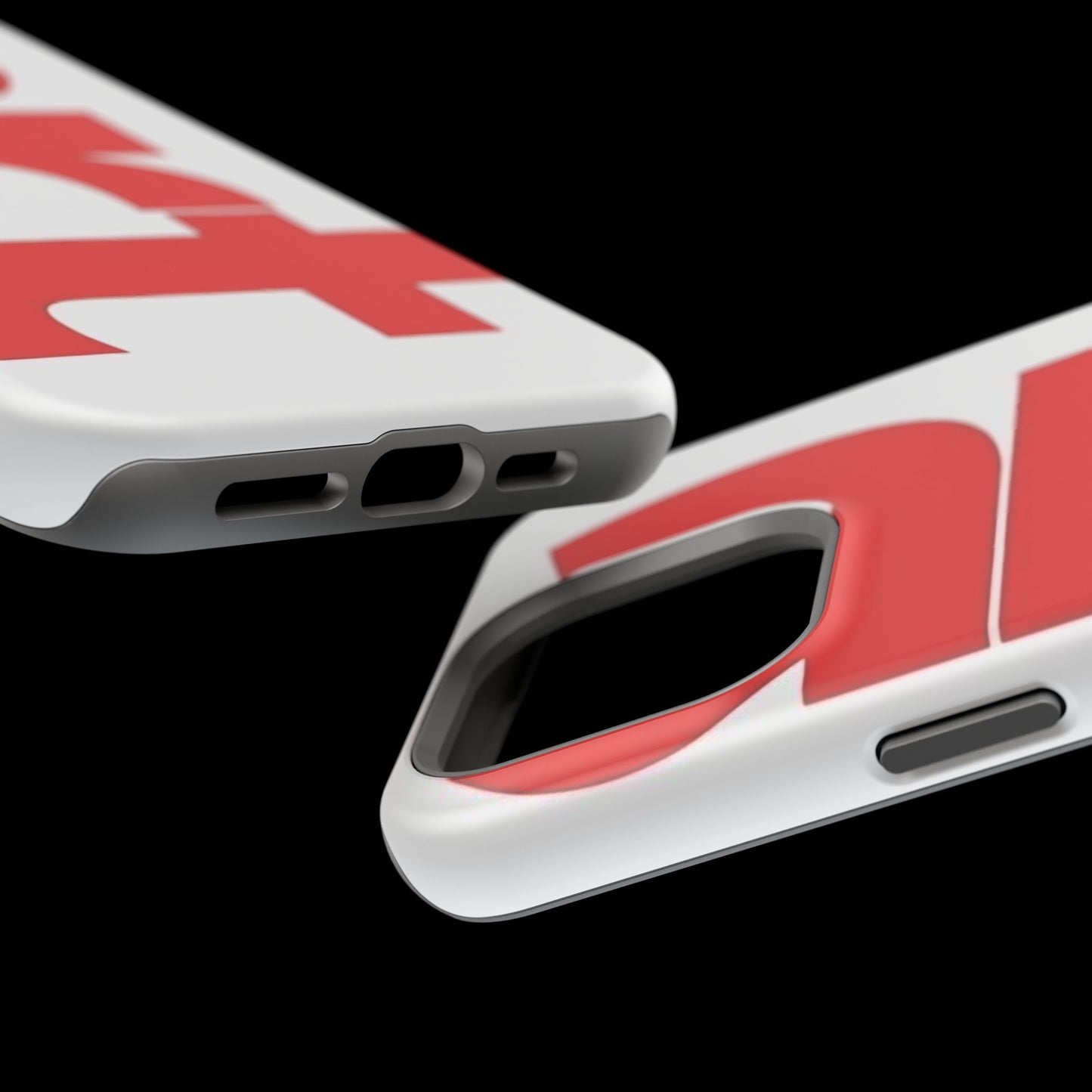 Magnetic Impact-Resistant Phone Case — Bold Red Typographic Design