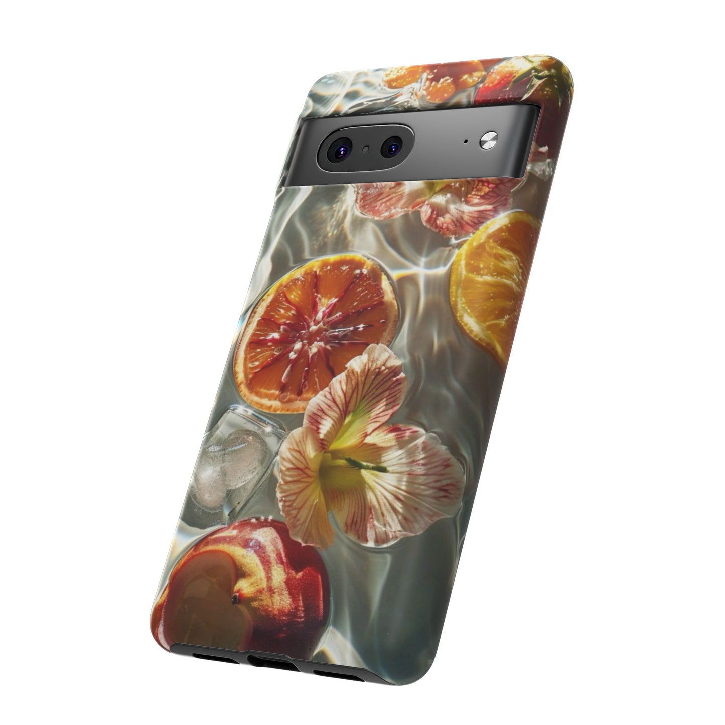 Citrus & Hibiscus Protective Phone Case – Summer Fruit Water Print Tough Case