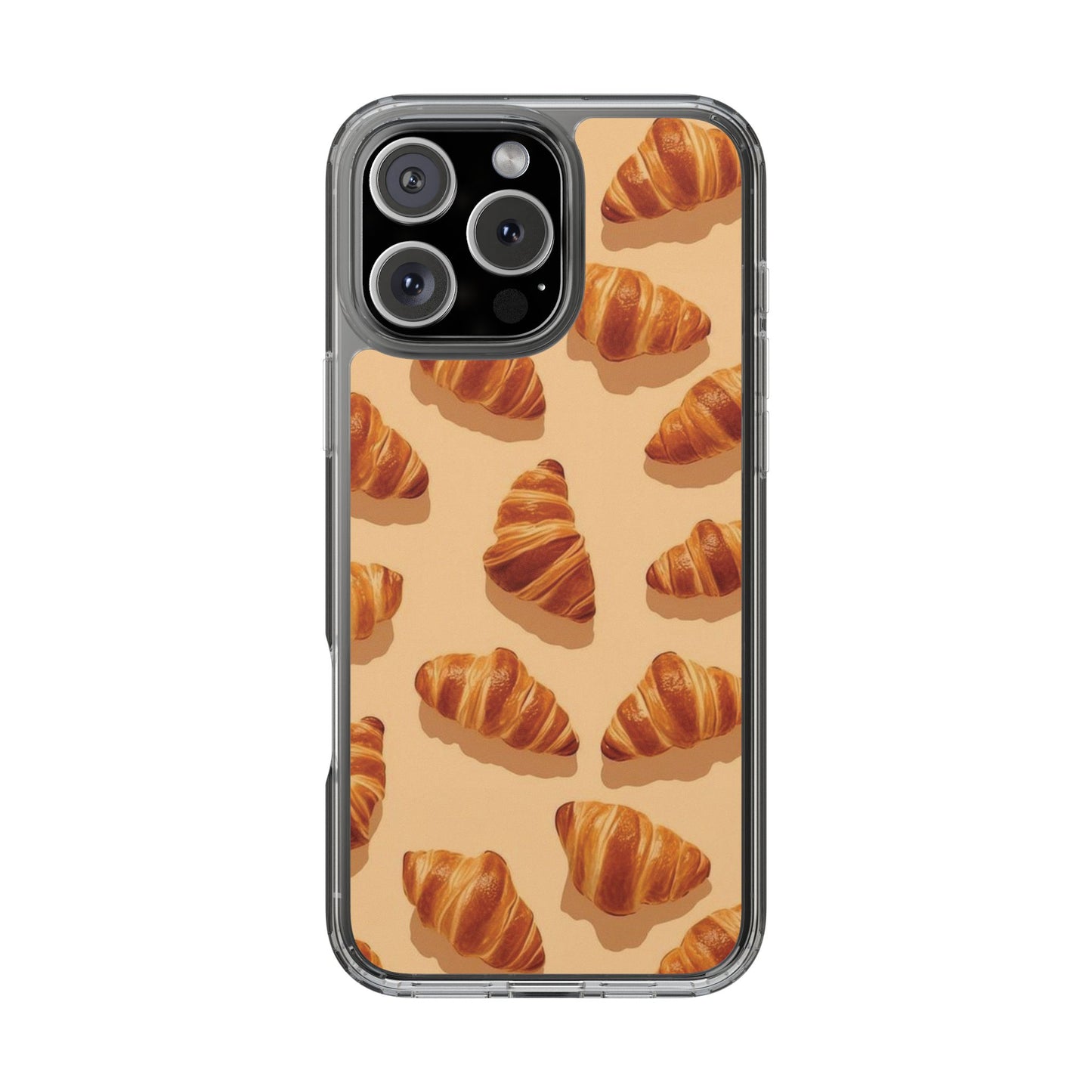 Croissant Pattern Clear Phone Case — Bakery-themed Transparent iPhone Cover