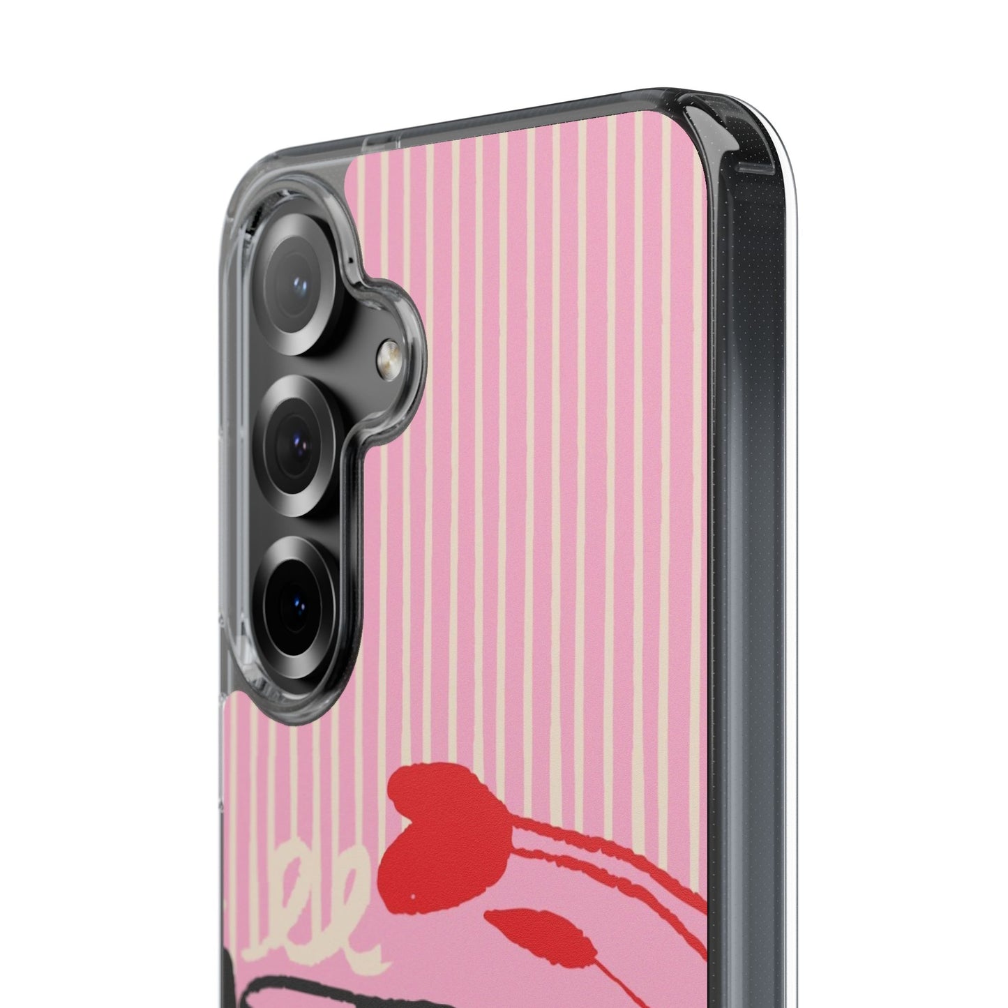 Clear Impact-Resistant Case — Pink Cute Heart Cartoon Design