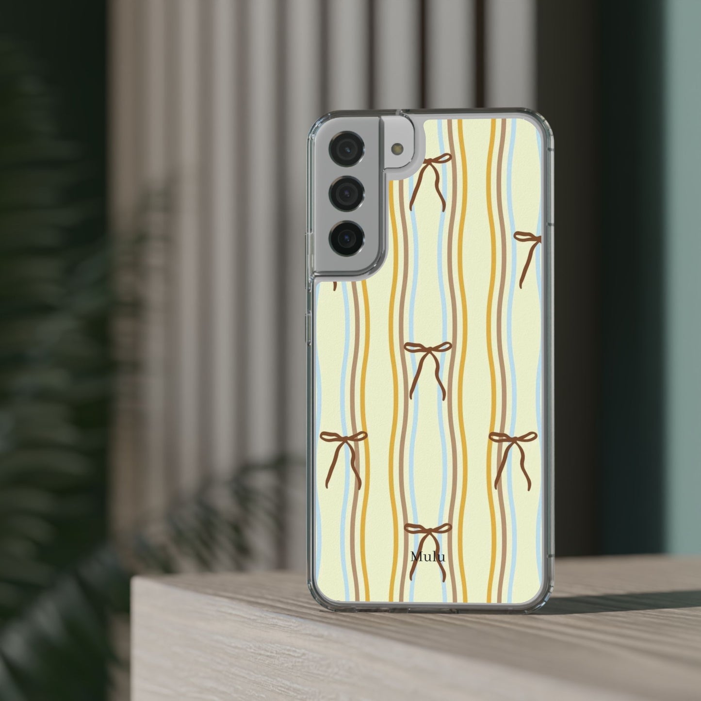 Ballet Ribbon Stripe Clear Impact Phone Case — Pastel Yellow Protective Cover