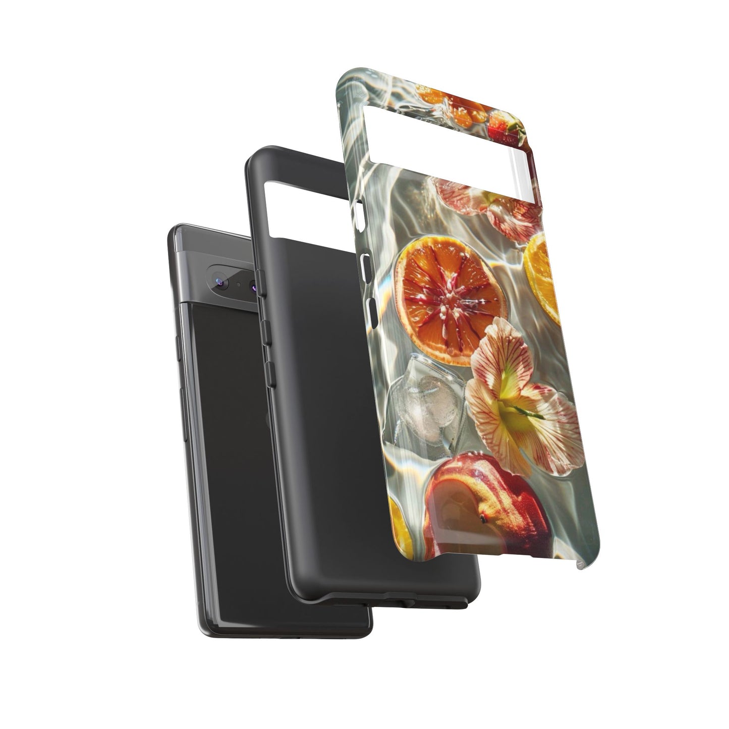 Citrus & Hibiscus Protective Phone Case – Summer Fruit Water Print Tough Case