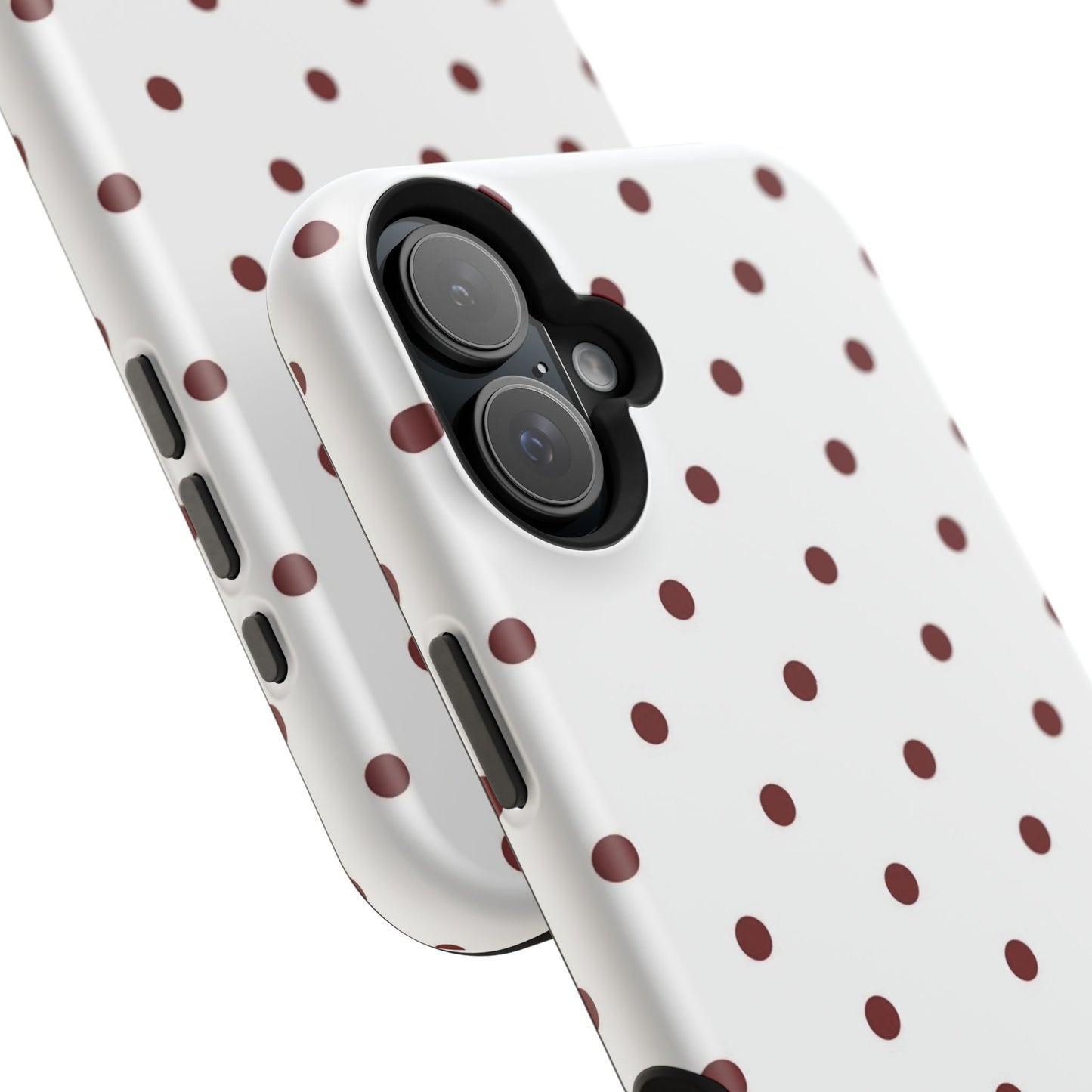 Polka Dot Magnetic Impact-Resistant Phone Case — Red Dots on White