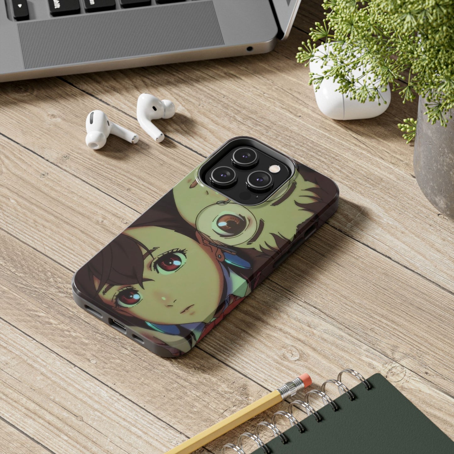 Anime Duo Tough Phone Case — Cute Chibi Sisters Protective Cover