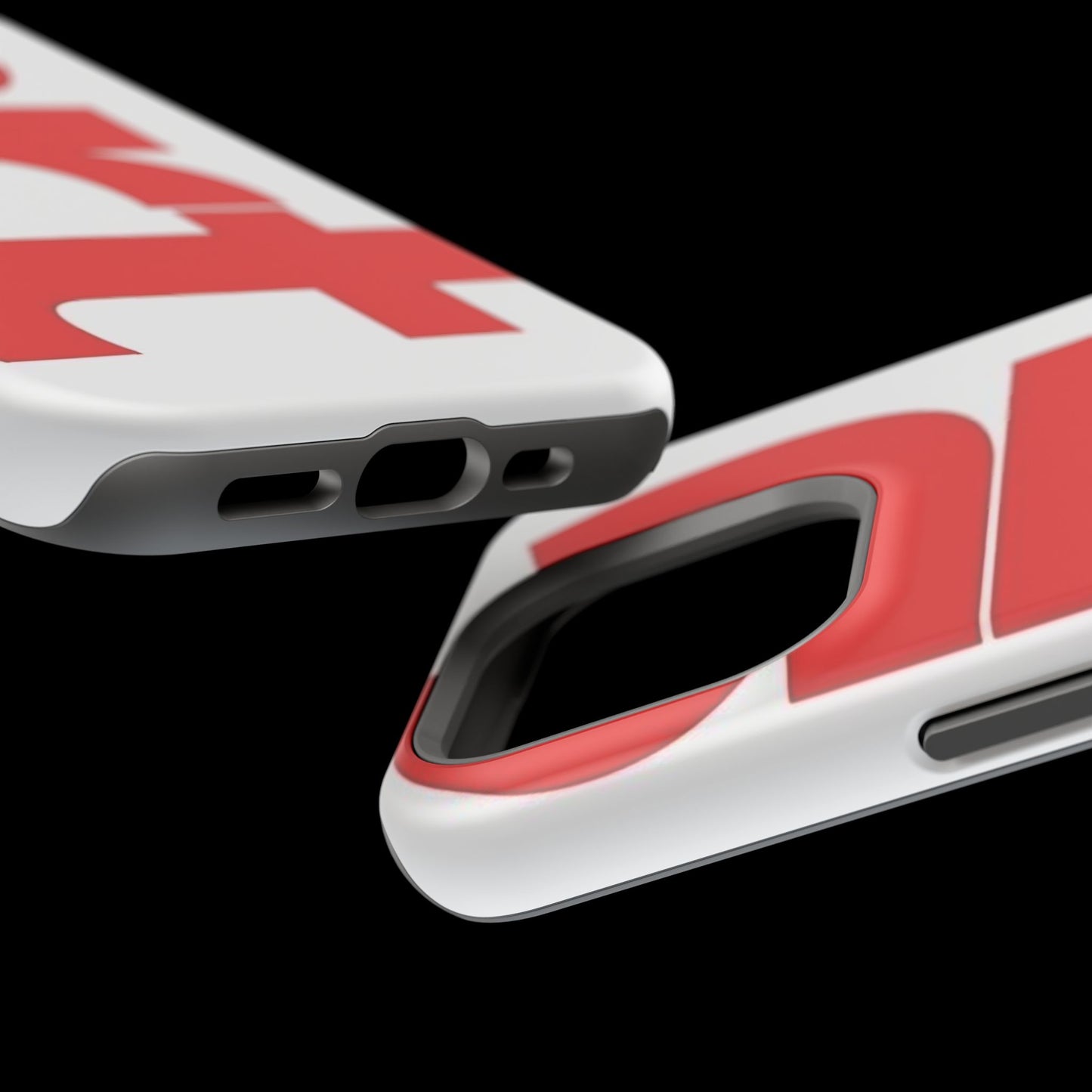 Magnetic Impact-Resistant Phone Case — Bold Red Typographic Design